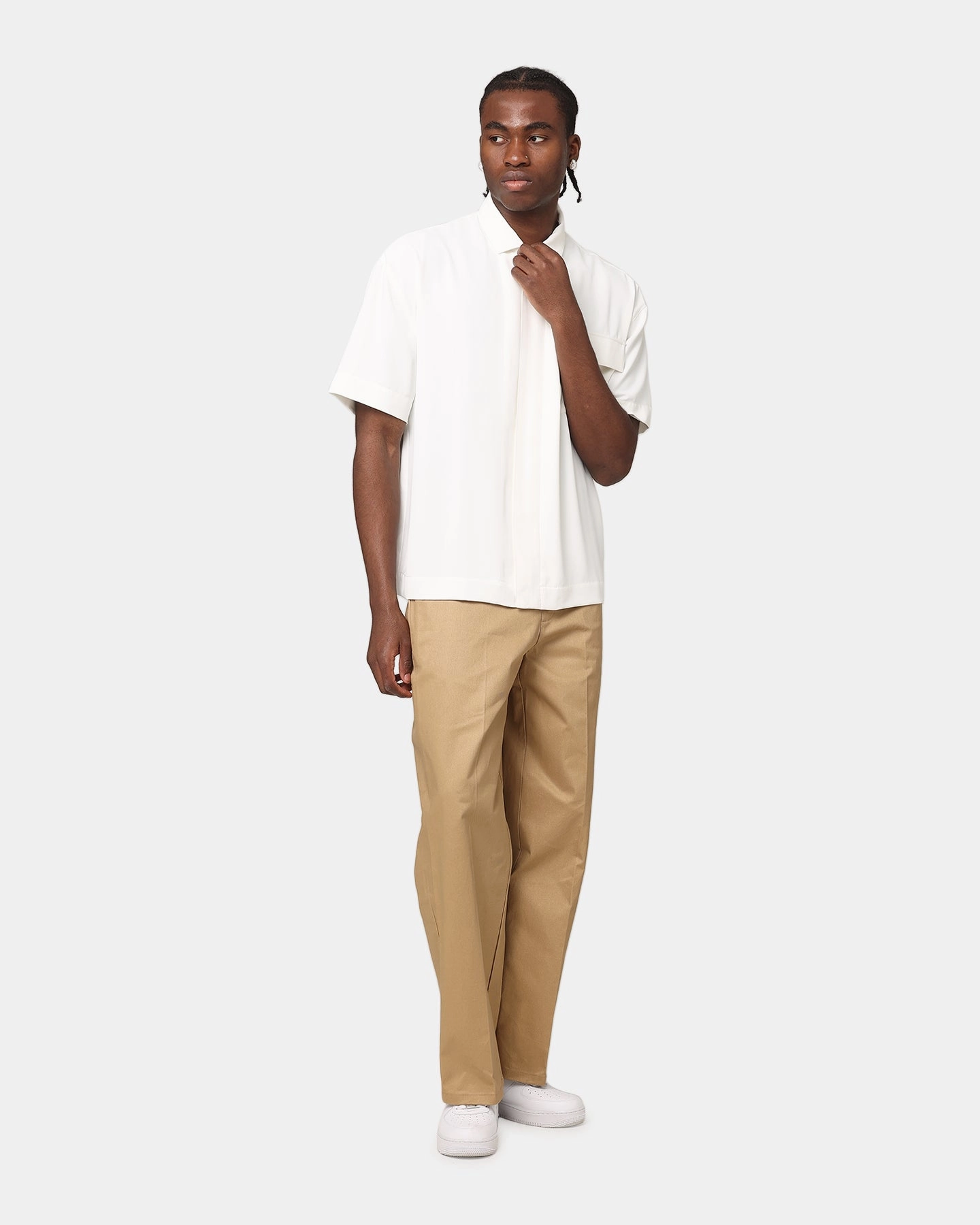 Geometric Shape Classic Look Carr?? Exceptional Pocket Oversized Shirt Off White