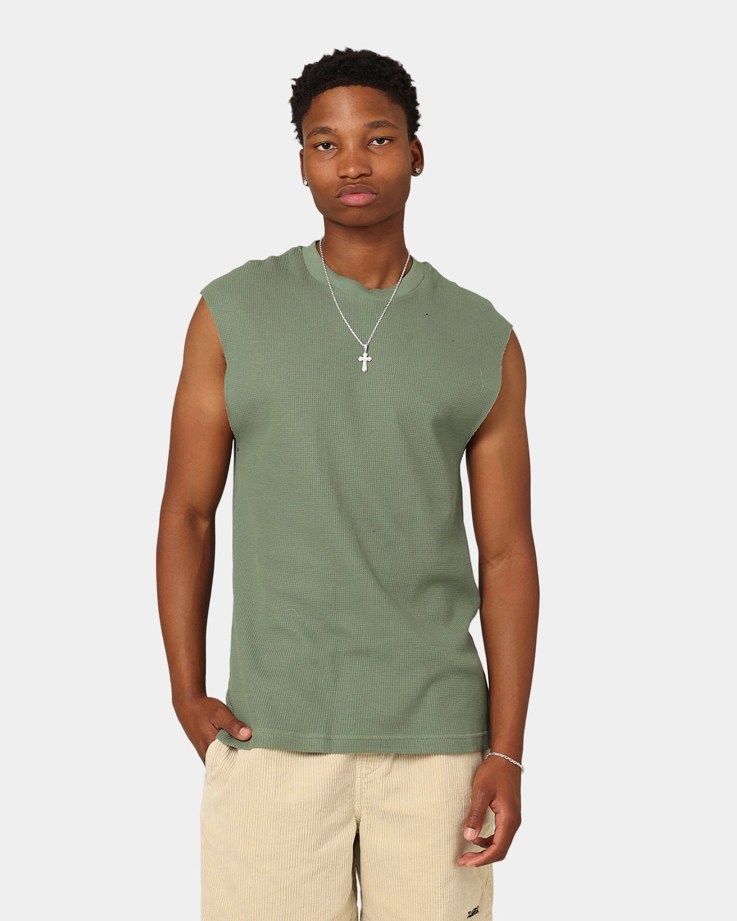 XXIII Waffle Muscle Singlet Sage SeamlessSidePanels Weekend Essential