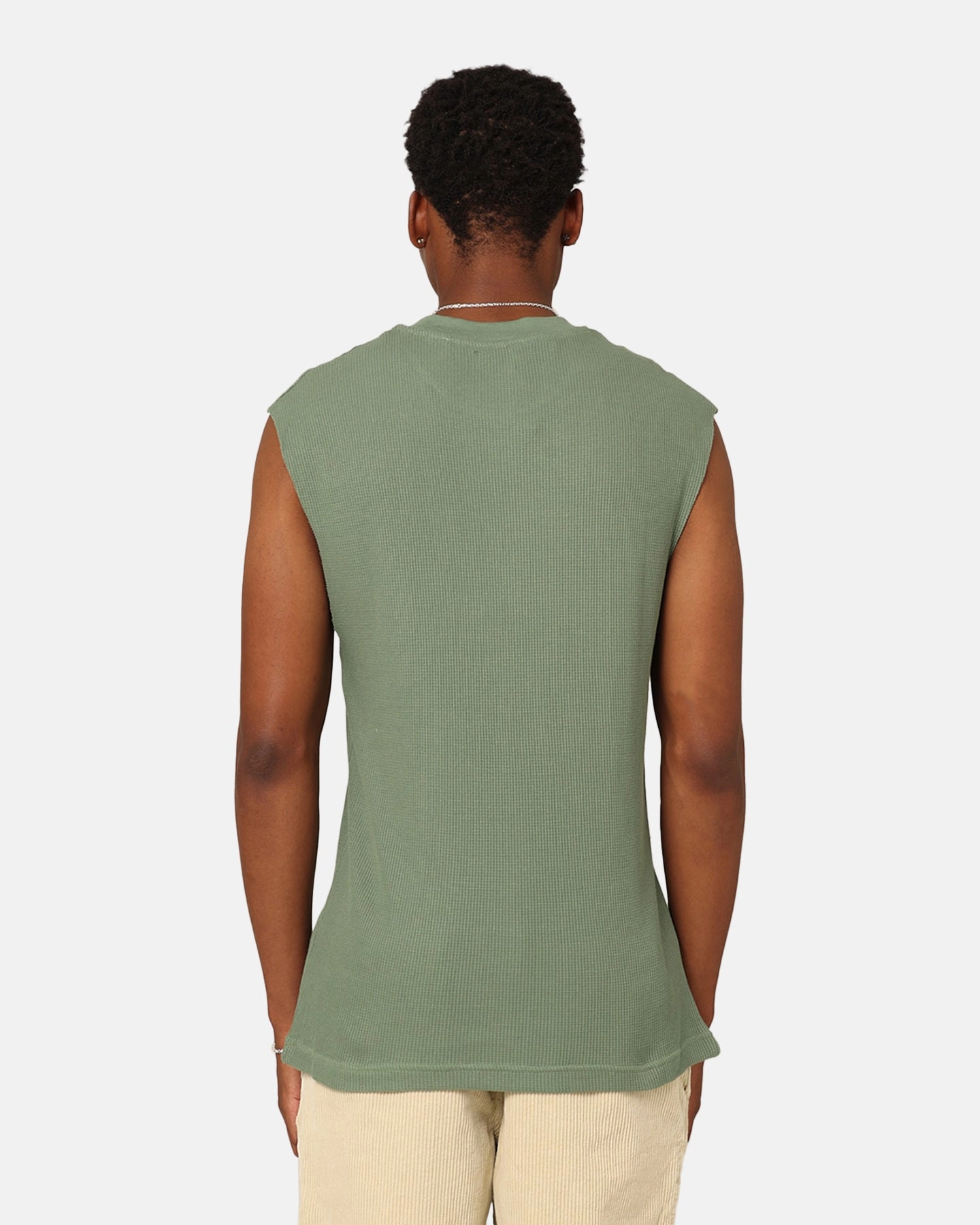 XXIII Waffle Muscle Singlet Sage Eco Friendly Fabric Cool and casual