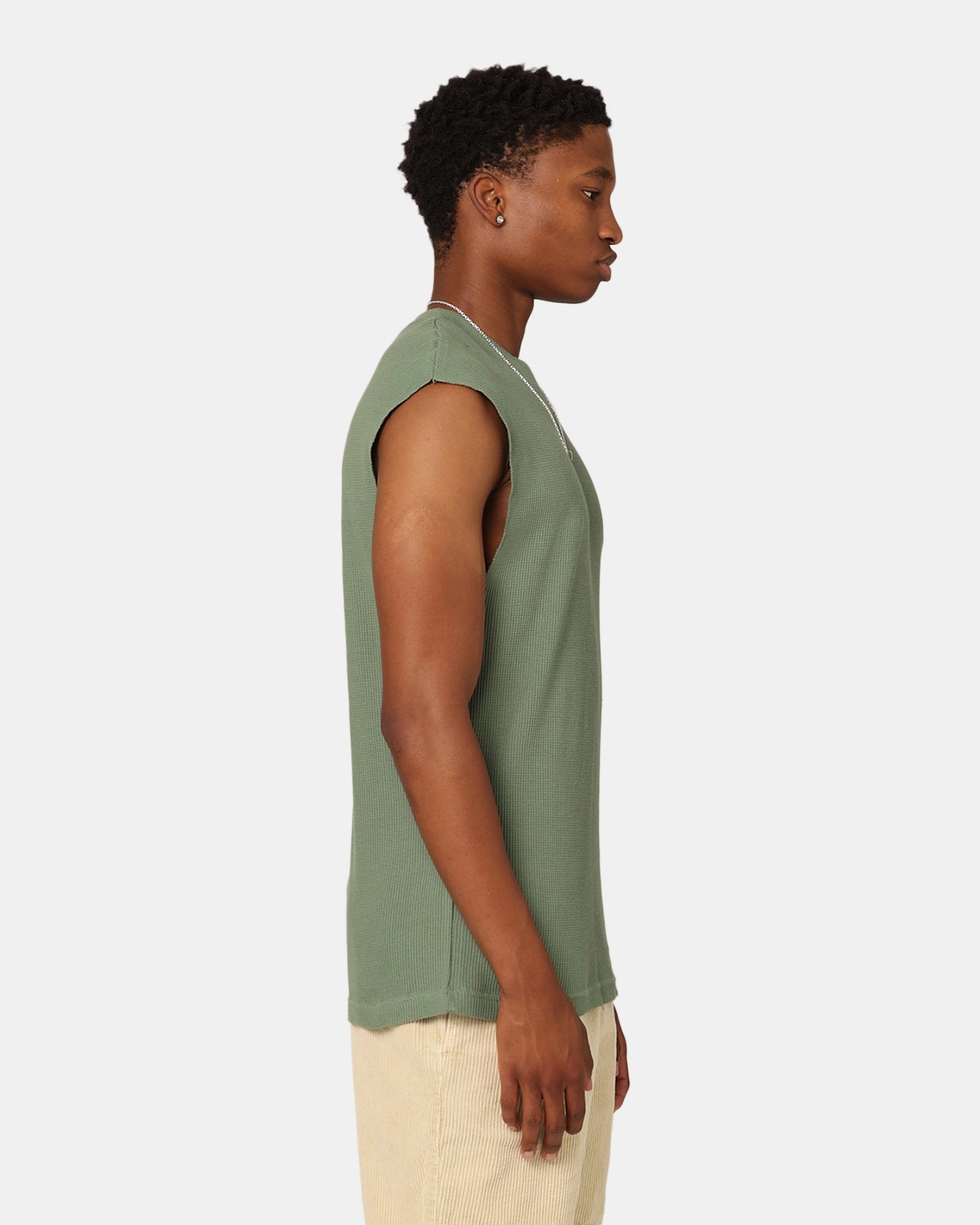 contrast Casual Elegance XXIII Waffle Muscle Singlet Sage