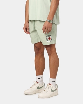 Rubberized Grip Waistband Carre Rose Beach Shorts Sage