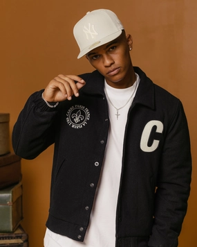 Carre Class Varsity Jacket Black Linen Focus