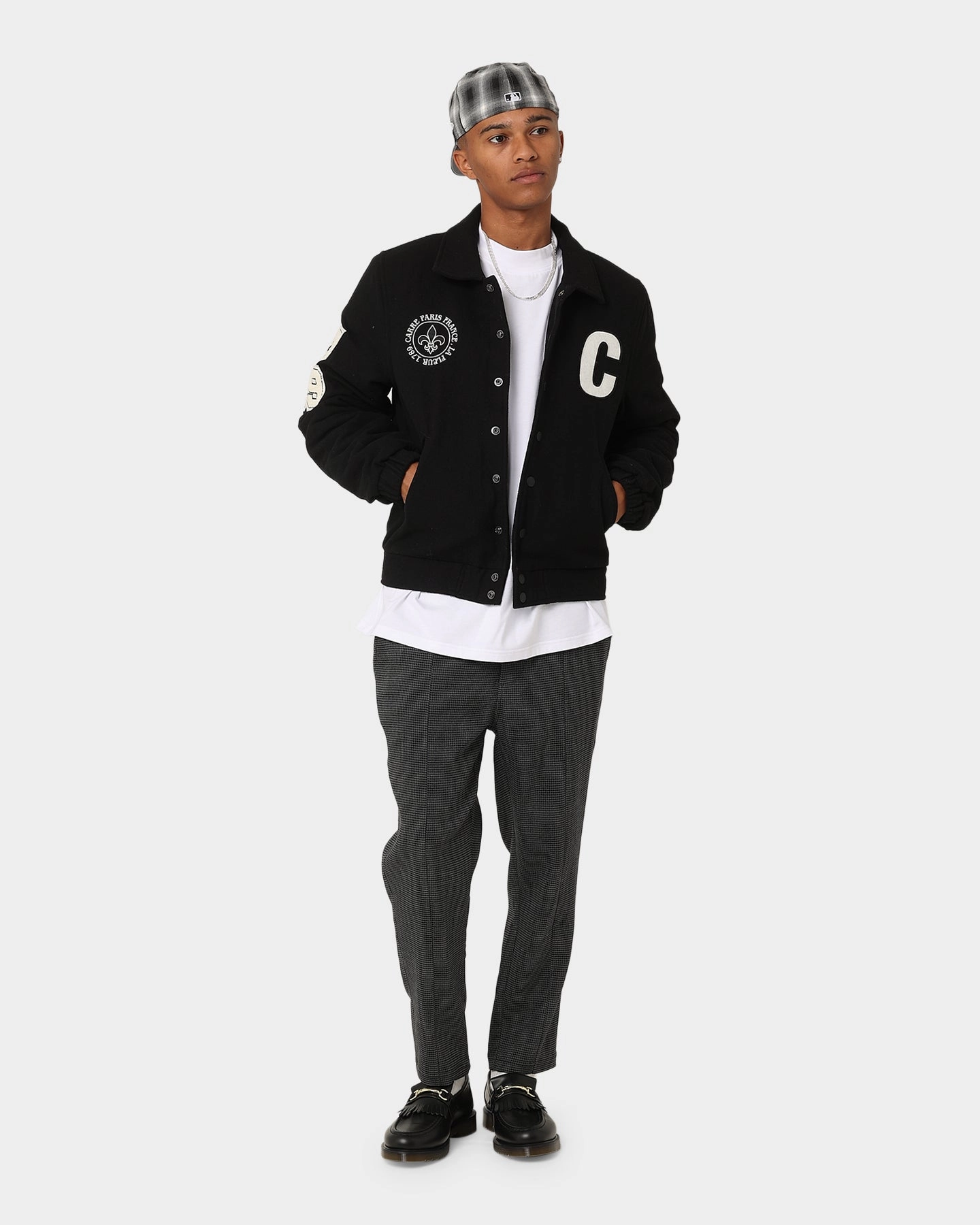 Carre Class Varsity Jacket Black Breathable mesh warm material