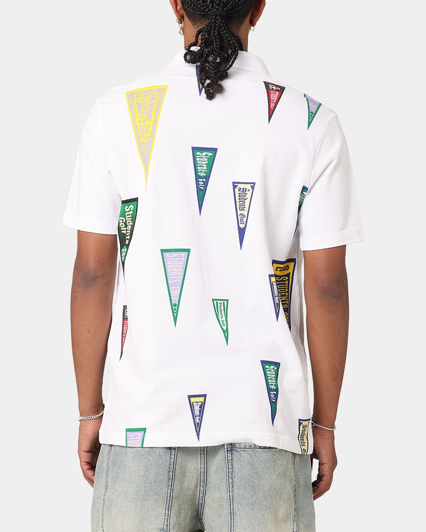 Students Golf Harris Pique Short Sleeve Polo Shirt White WrinkleResistant Finish Club Event