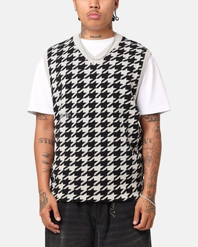 Students Golf Layne Houndstooth Sweater Vest Grey Fleece Lined Interior