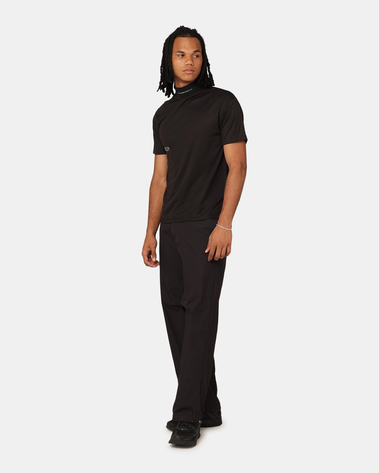 Students Golf Signature Mock Neck T-Shirt Black Eco Friendly Production weekday wear