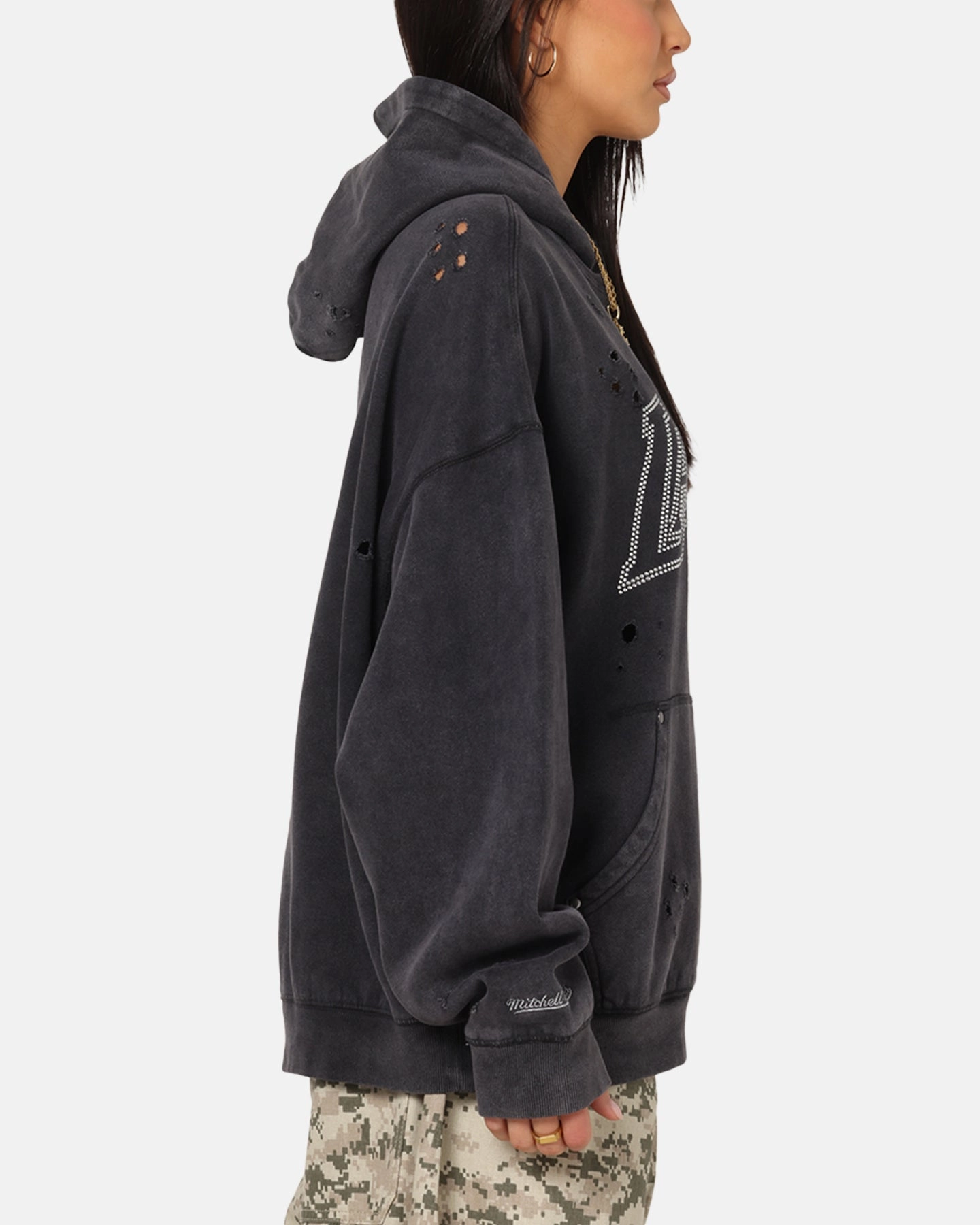 Mitchell & Ness Los Angeles Lakers Distressed Rhinestone Logo Hoodie Faded Black sailors Bestseller