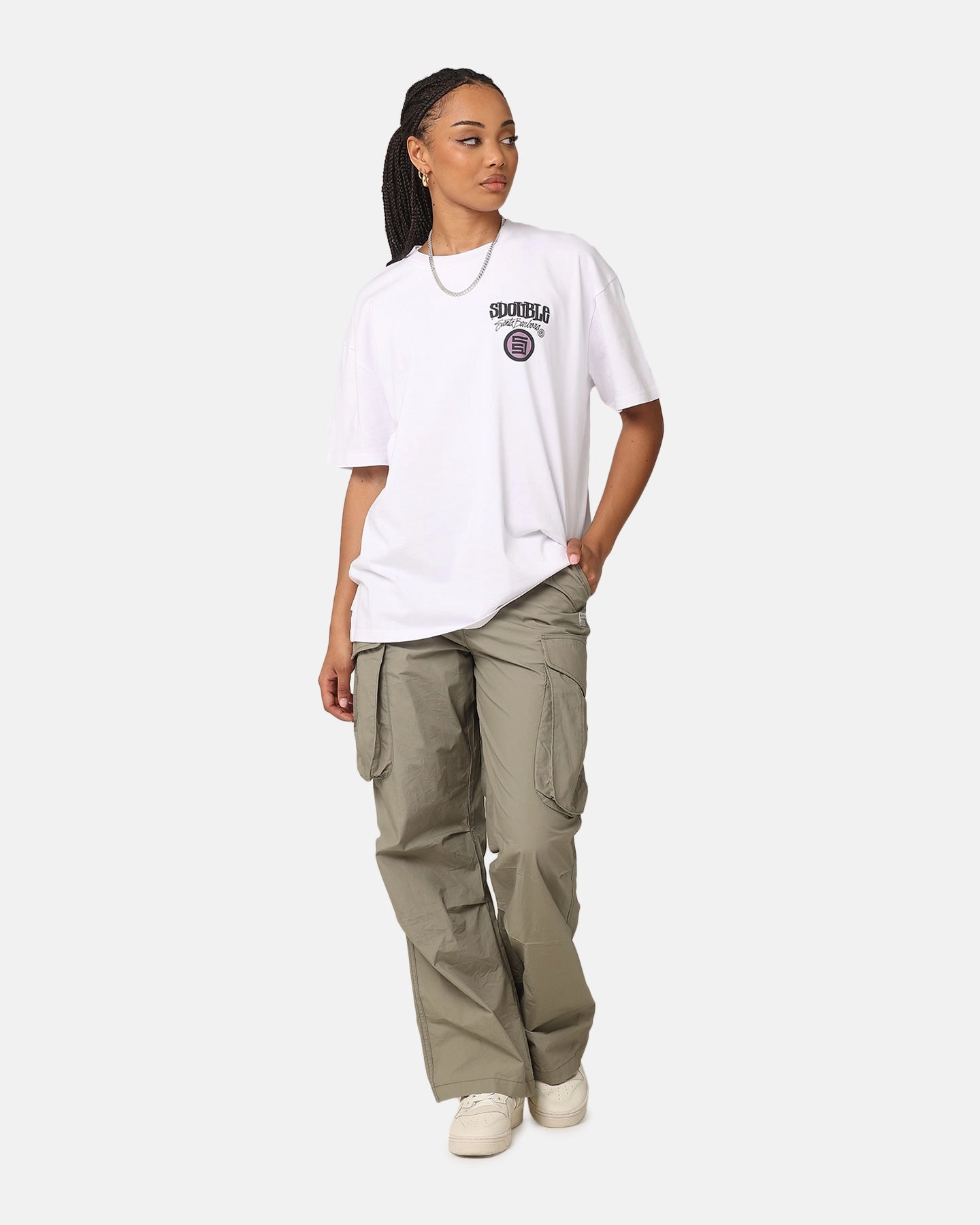 S Double Combo Platter T-Shirt Washed White Stylish Everyday Wear Smart Outfit