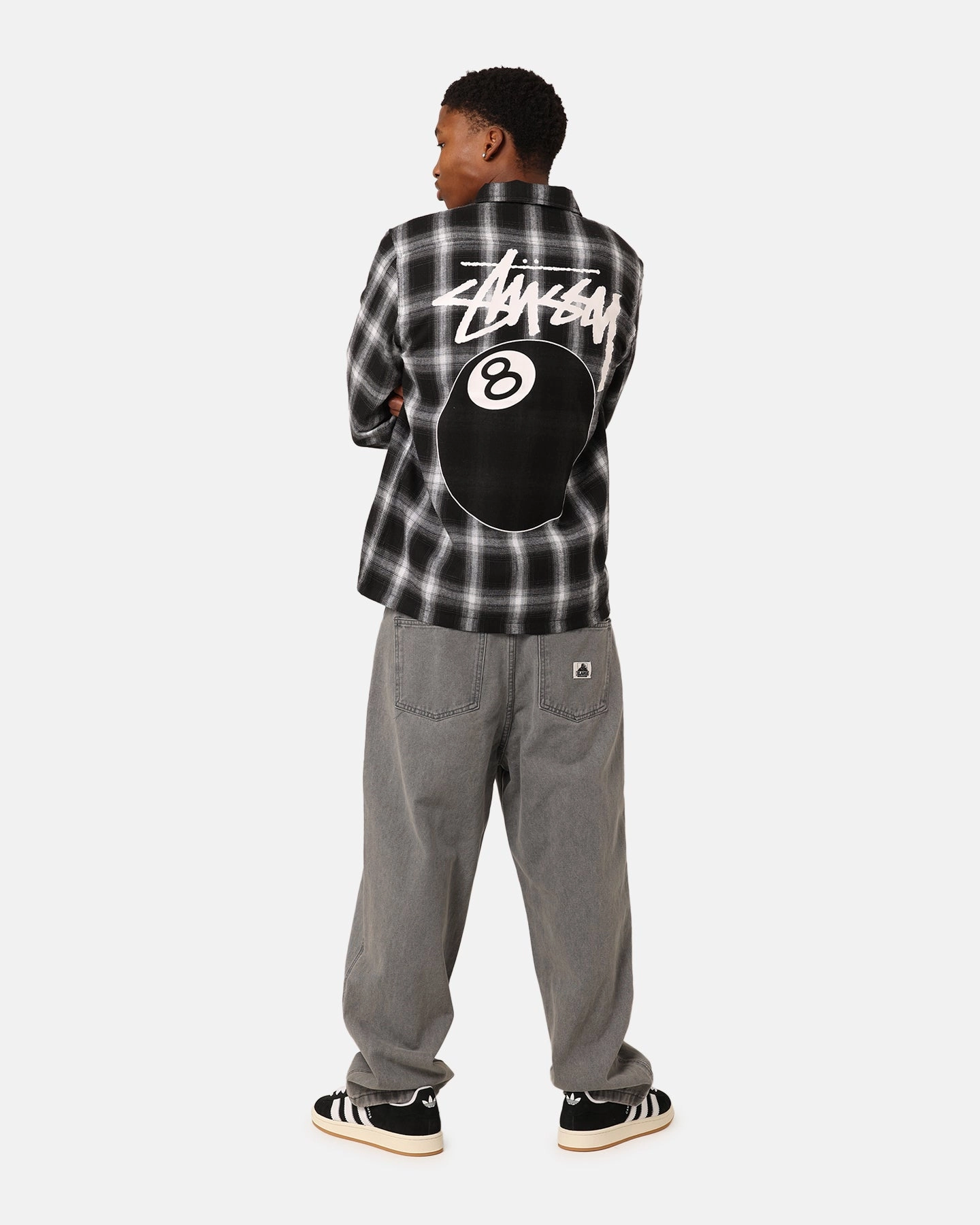 Stussy 8 Ball Checkered Zip Jacket Black Variable Baffle Sizing