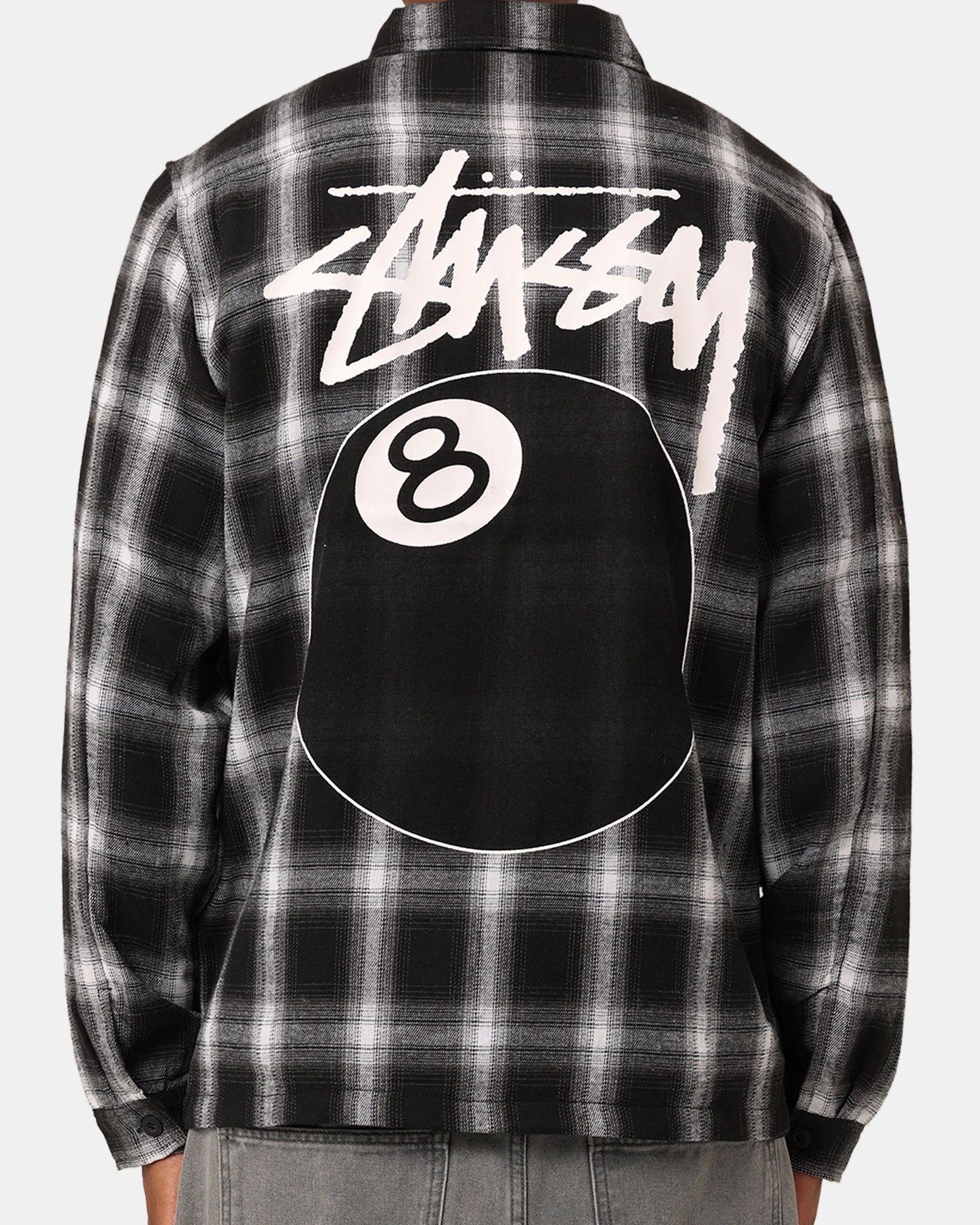 Stussy 8 Ball Checkered Zip Jacket Black Cozy Outerwear