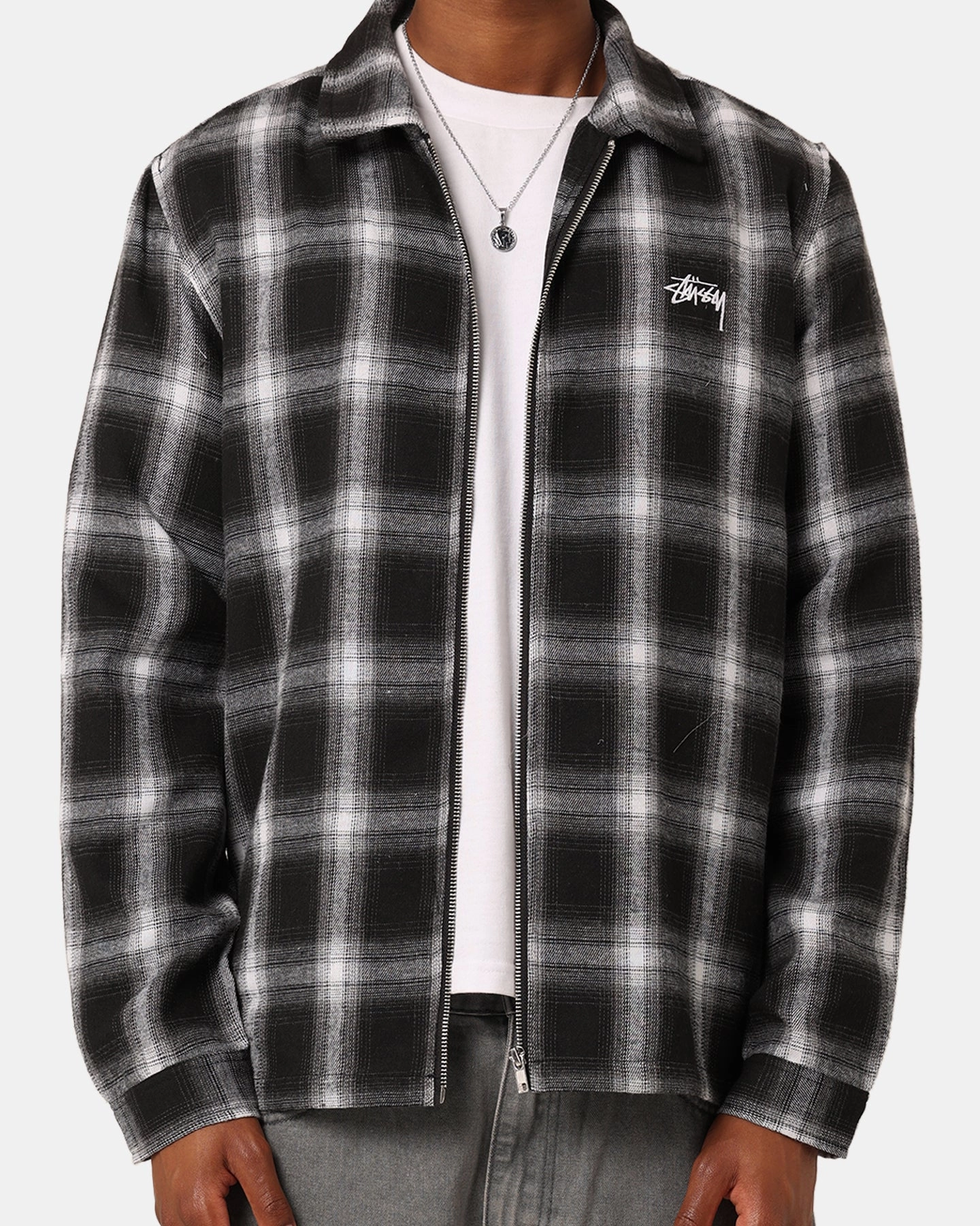 Stussy 8 Ball Checkered Zip Jacket Black High-Performance Jacket Eco Friendly Insulation