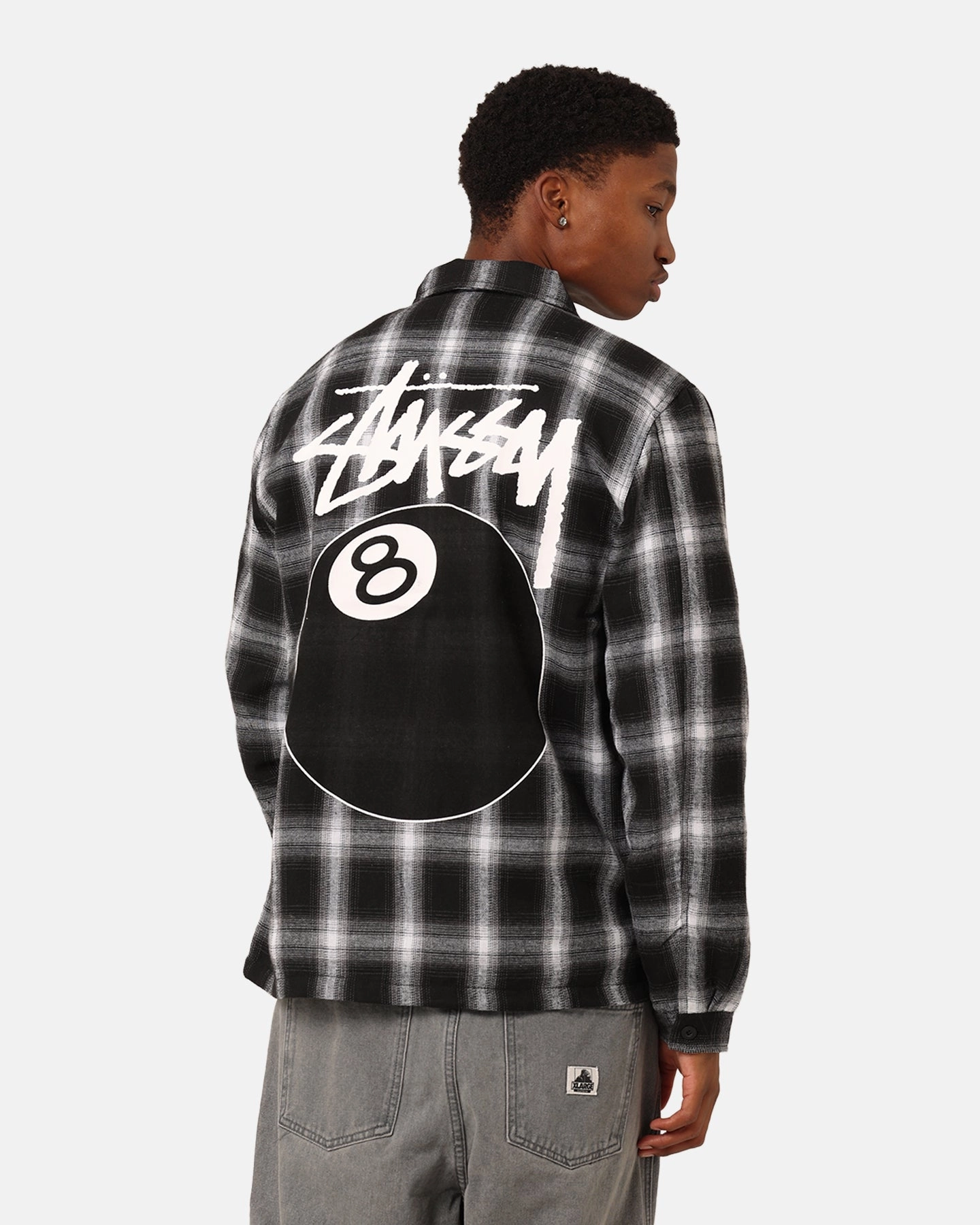Full Zip Closure Stussy 8 Ball Checkered Zip Jacket Black