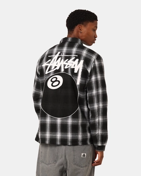 Full Zip Closure Stussy 8 Ball Checkered Zip Jacket Black