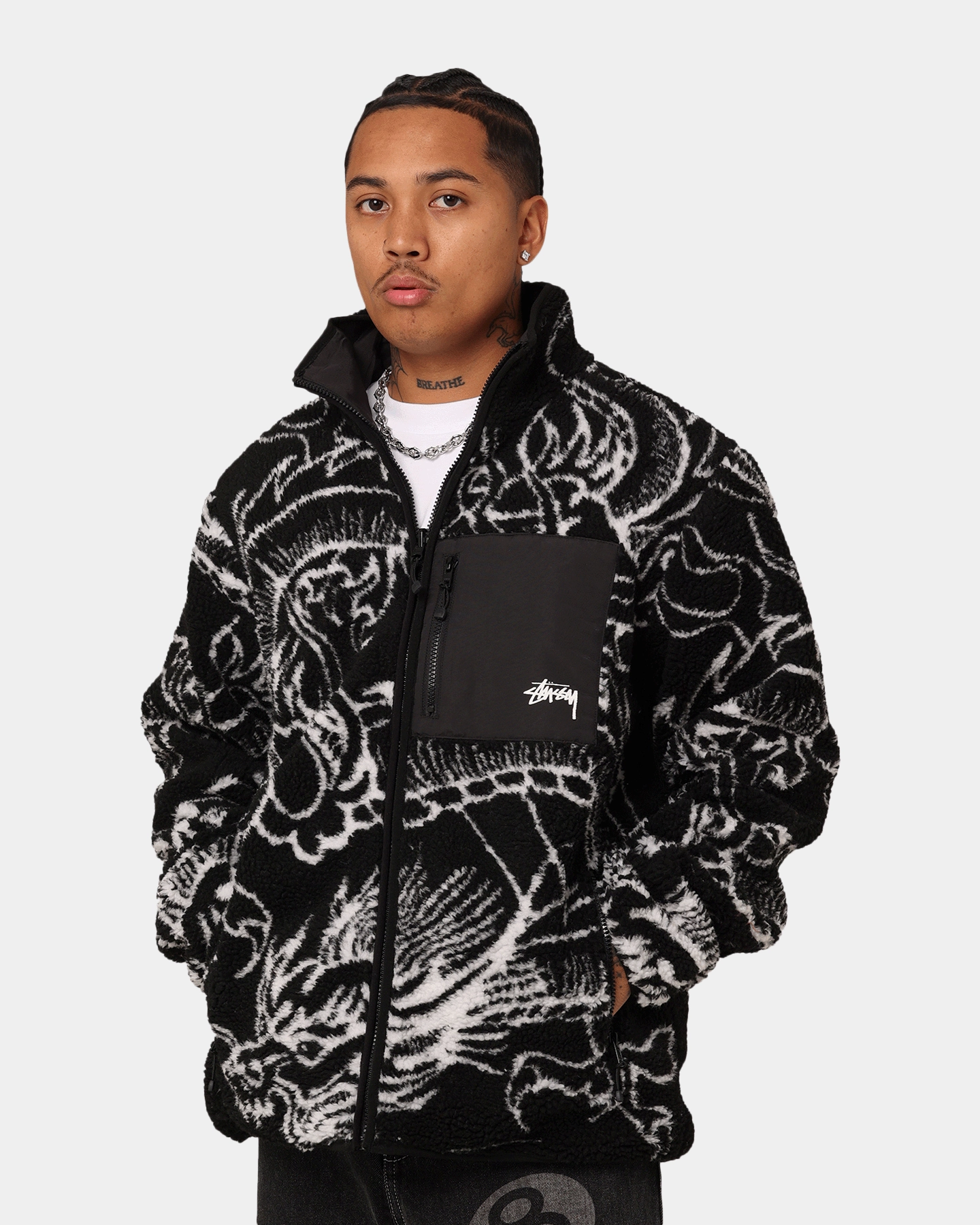 Stussy Dragon Sherpa Jacket Black Flexible Design