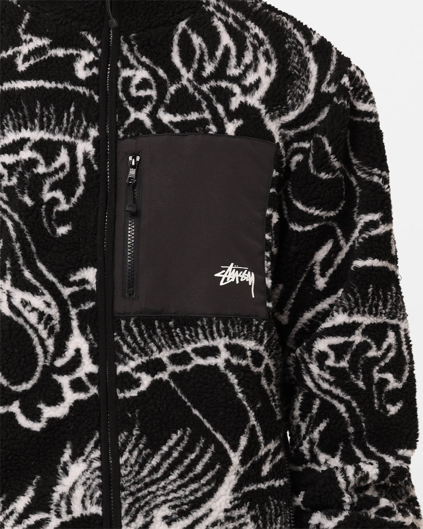 Stussy Dragon Sherpa Jacket Black Compact Storage