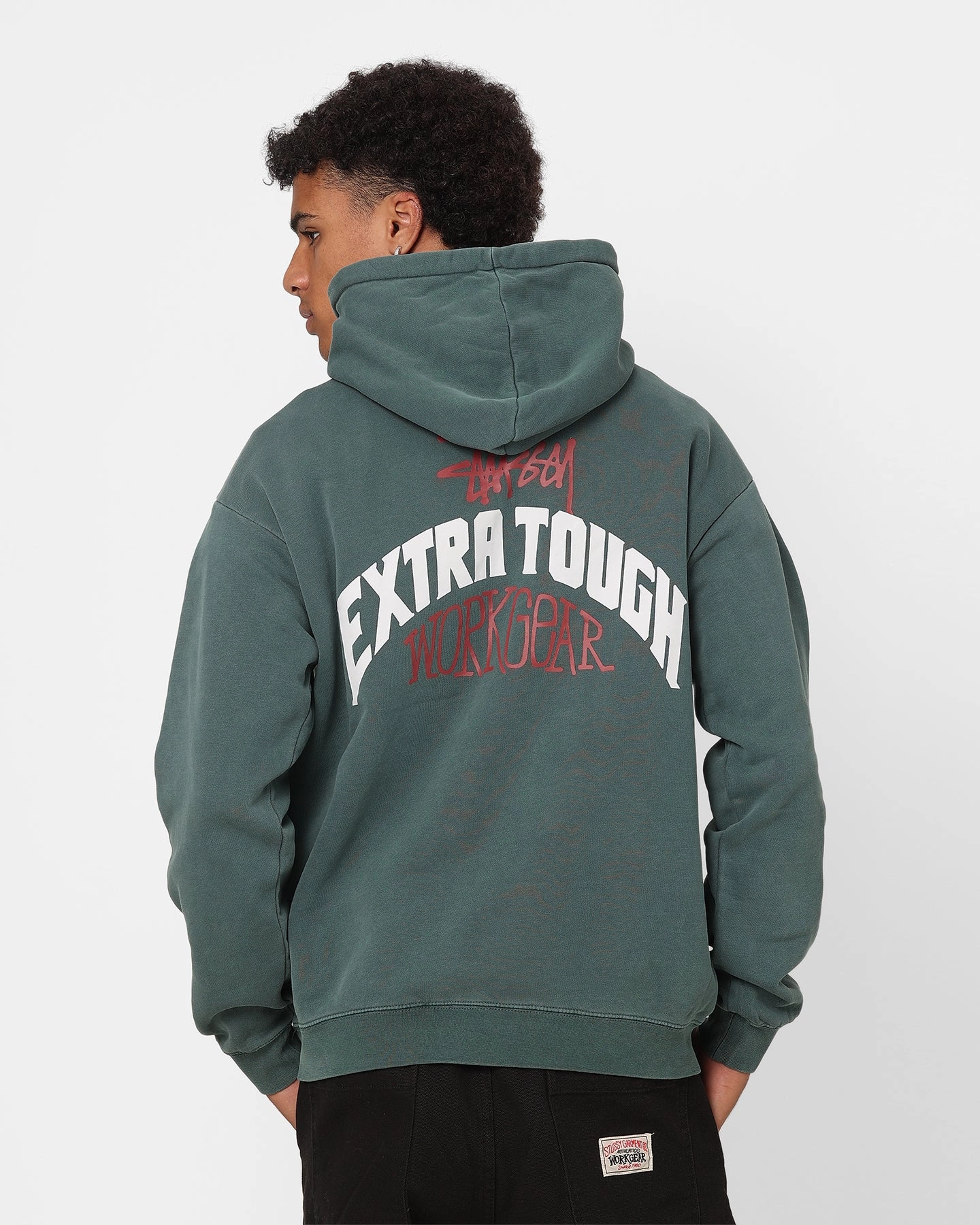 neutral - colored snag resistant Stussy Extra Tough 50-50 Hoodie Pigment Moss Green