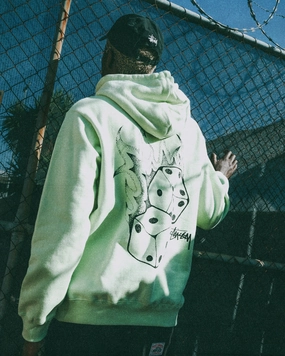 Outdoor Layer Collaborate Stussy Fire Dice 50-50 Hoodie Light Green