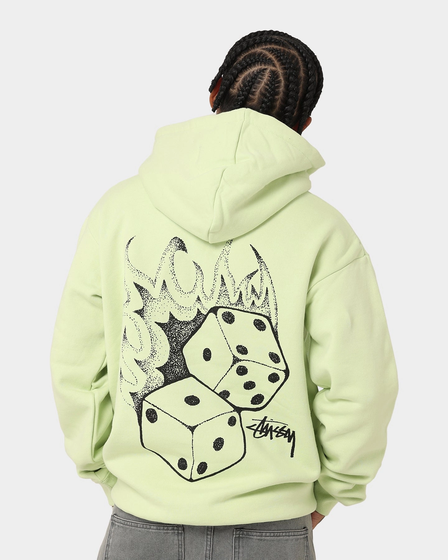 Advice Double layer fabric Stussy Fire Dice 50-50 Hoodie Light Green