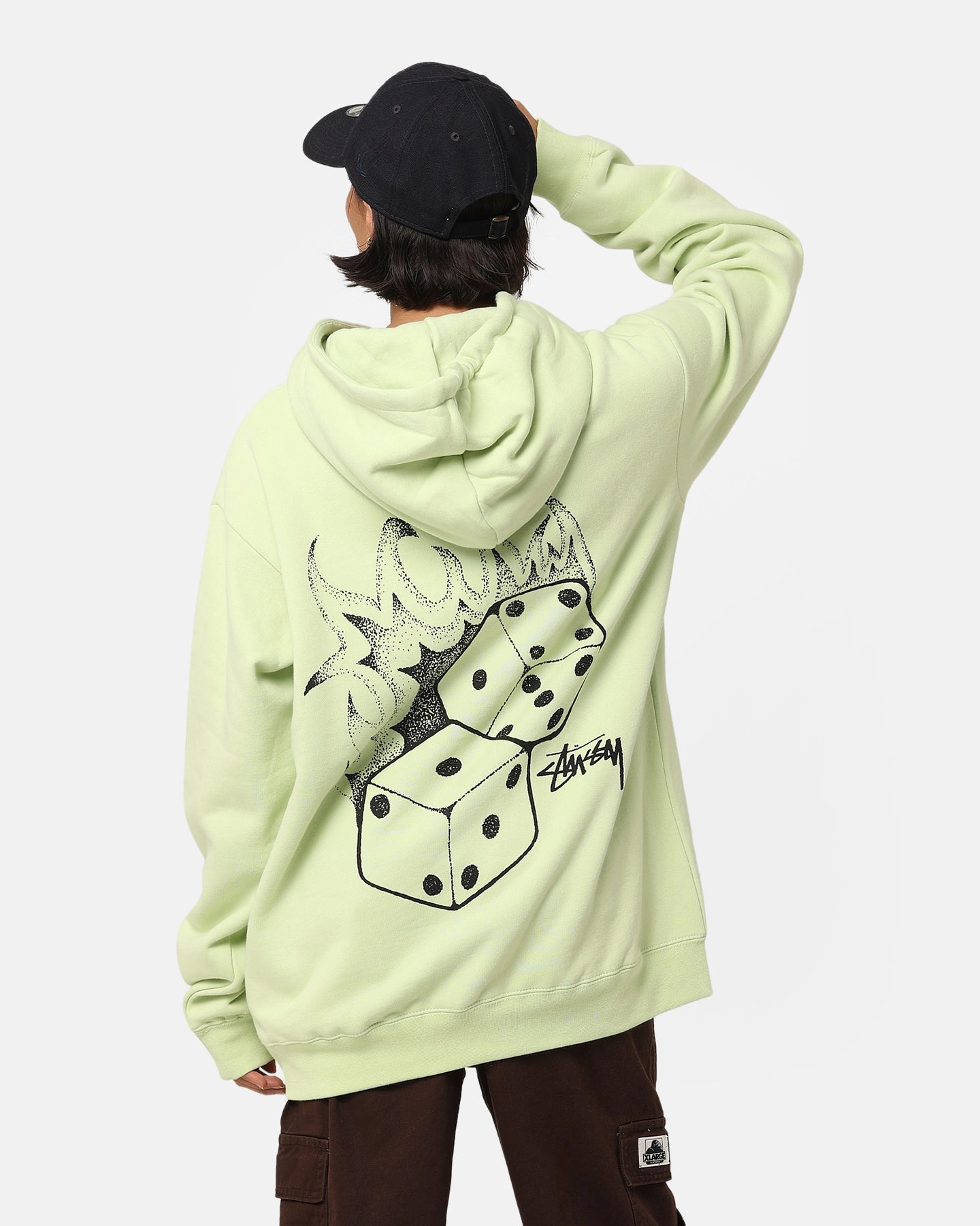 Stussy Fire Dice 50-50 Hoodie Light Green Moisture Wicking Technology Eco Friendly Material