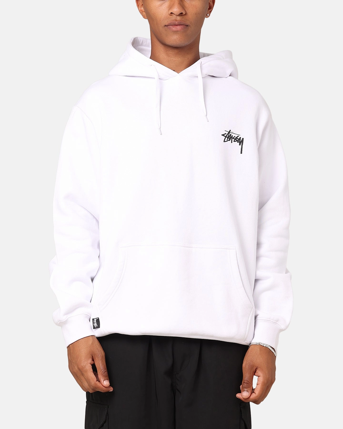 Stussy Fire Dice Fleece Hoodie White Durable Shield Double Layered Edging