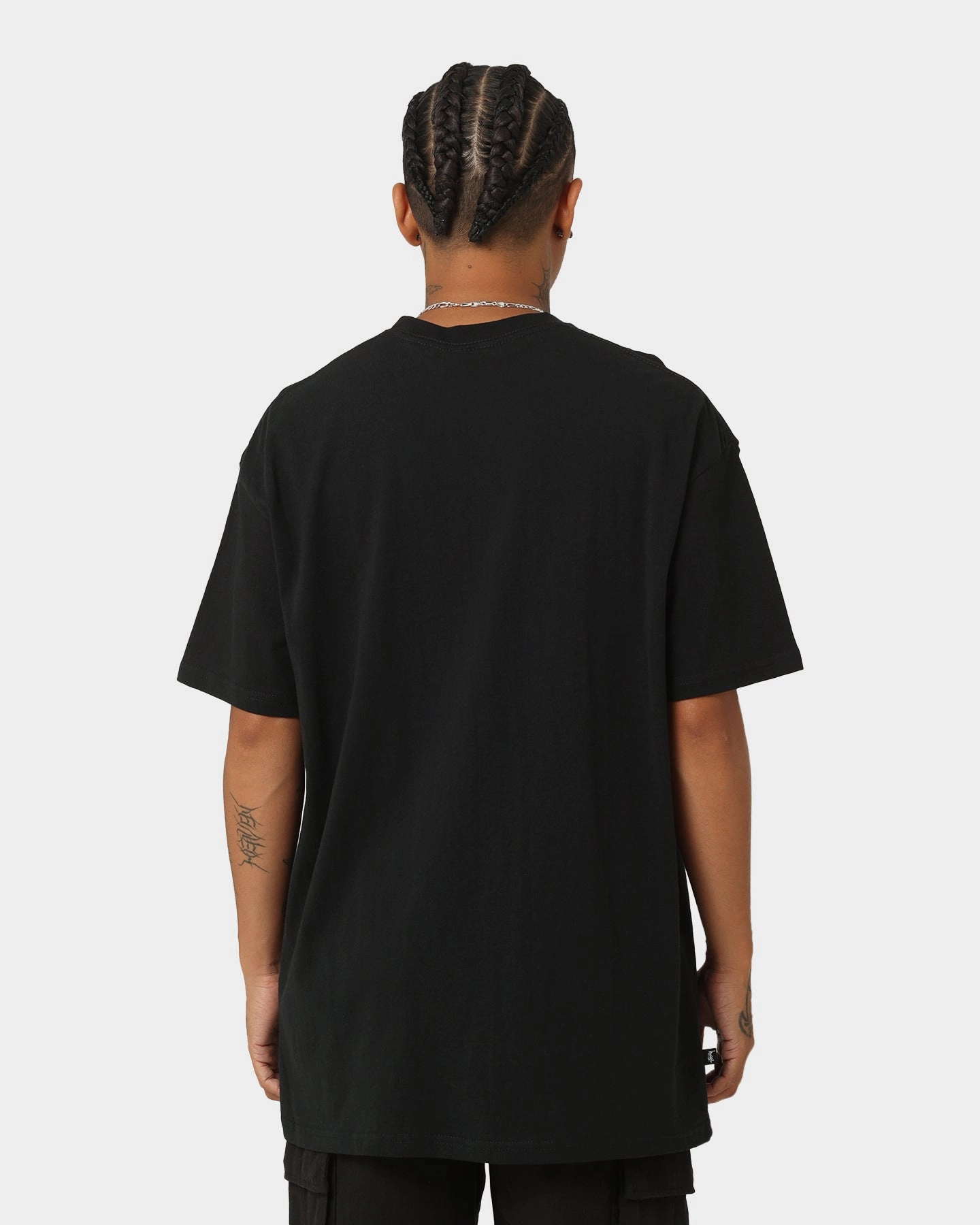 Organic Cotton Blend short sleeved Stussy Flames T-Shirt Black