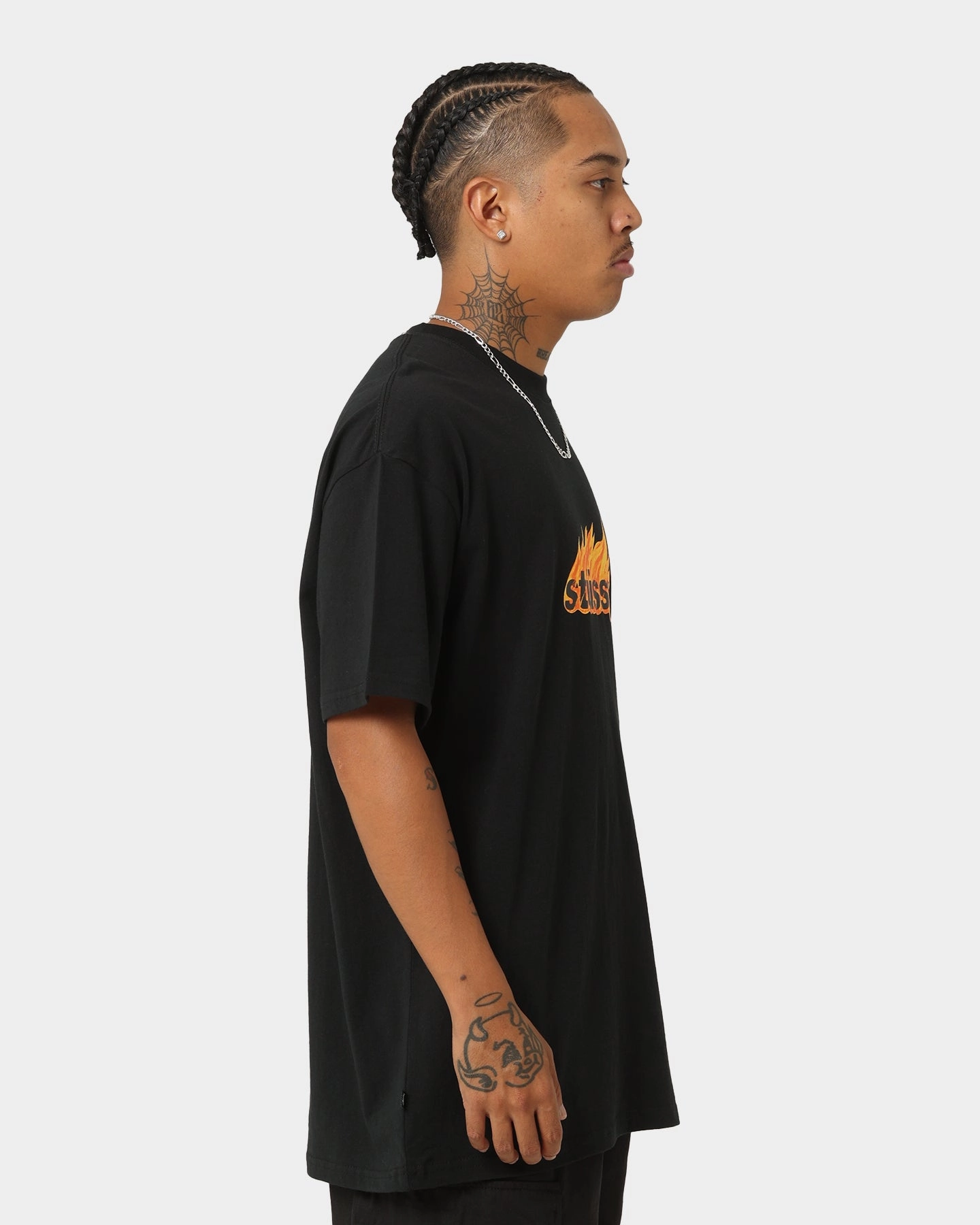 Stussy Flames T-Shirt Black Active Fashion windproof