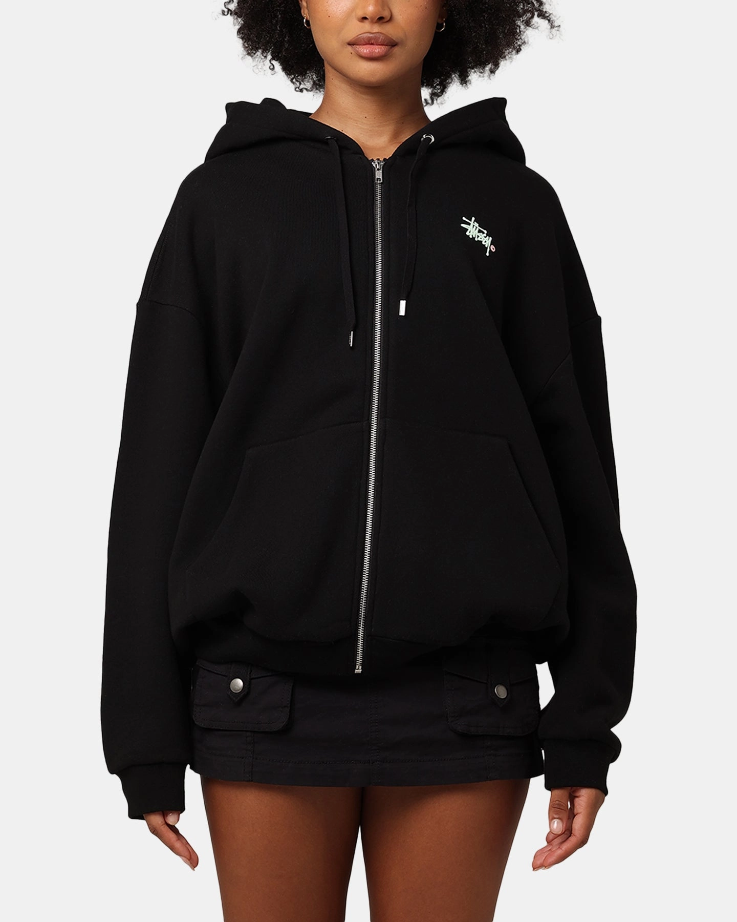 Stussy Graffiti LCB Full Zip Hoodie Pigment Black Clock