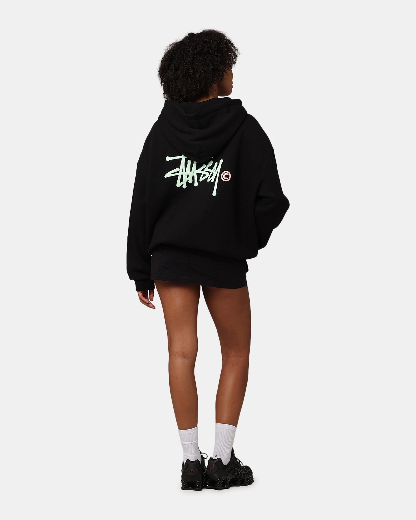 UltraThinLayer Stussy Graffiti LCB Full Zip Hoodie Pigment Black