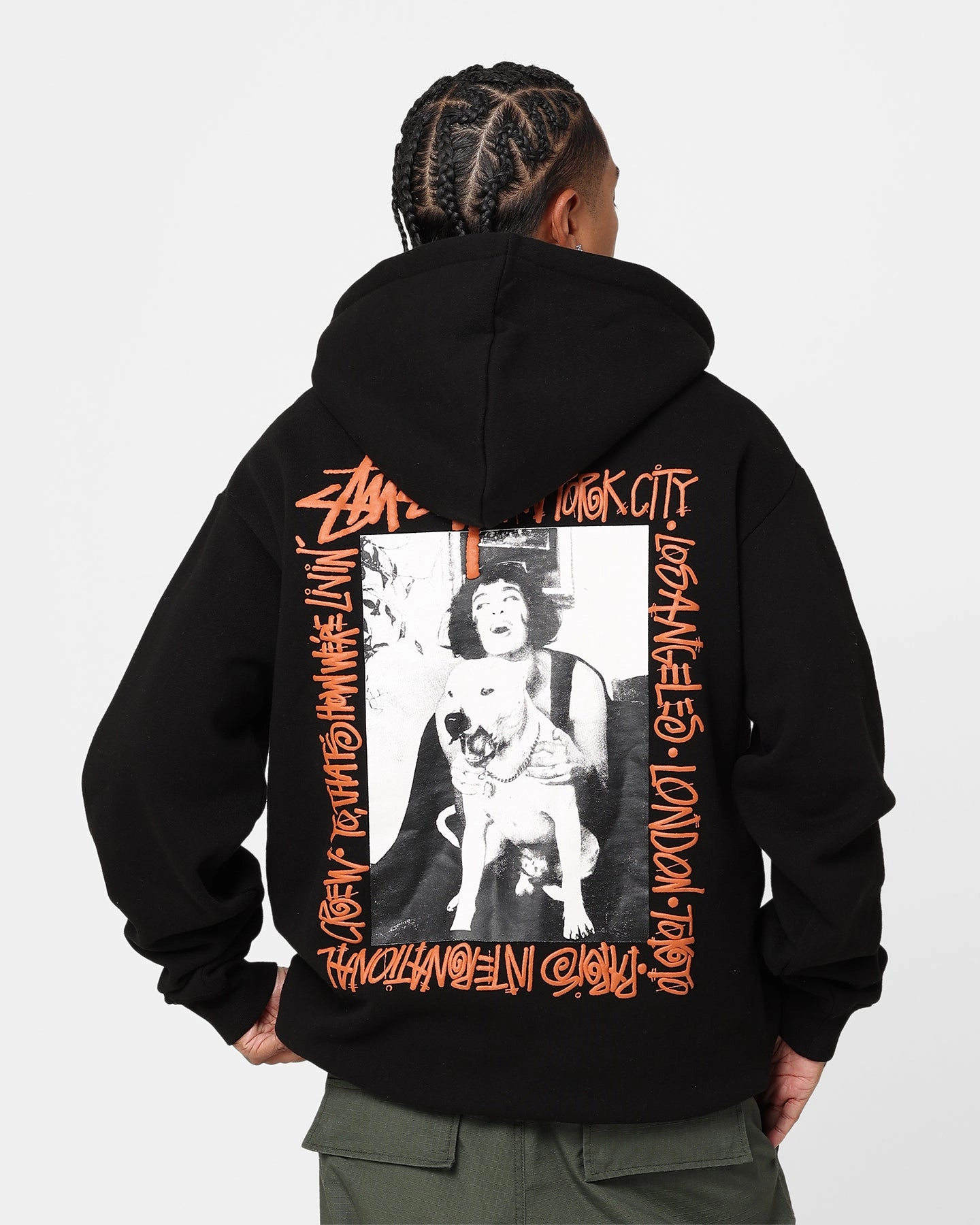 Revolutionize Stussy How We're Living 1/4 Zip Fleece Hoodie Solid Black
