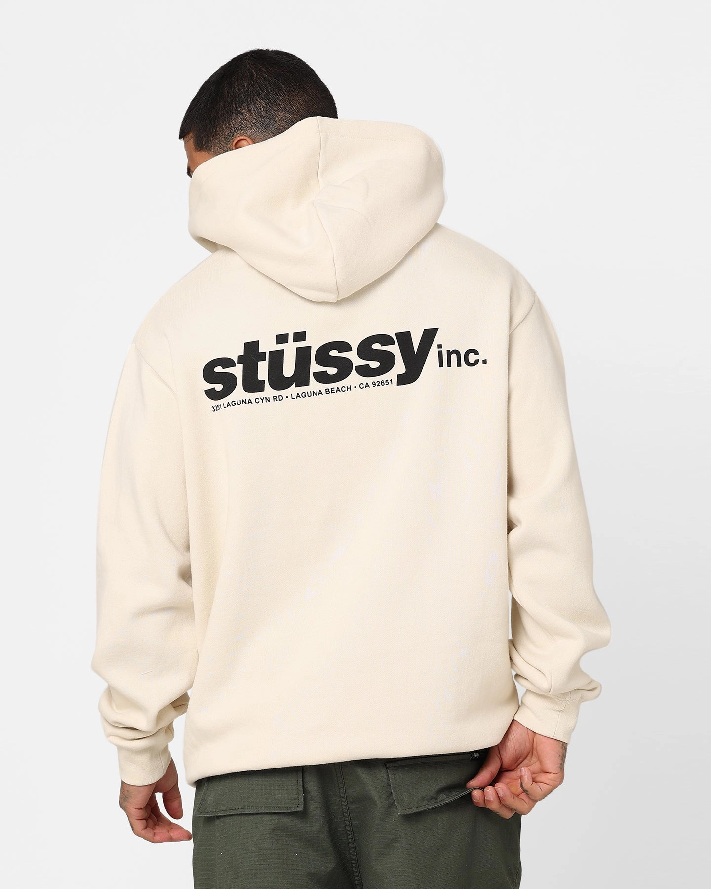 Stussy INC LCB Hoodie Cream Secure Storage Compartments Heat Retention