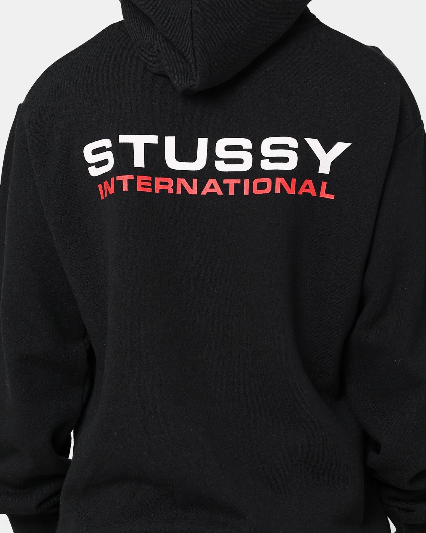 Stussy International LCB Hoodie Black Red Magnetic Closure