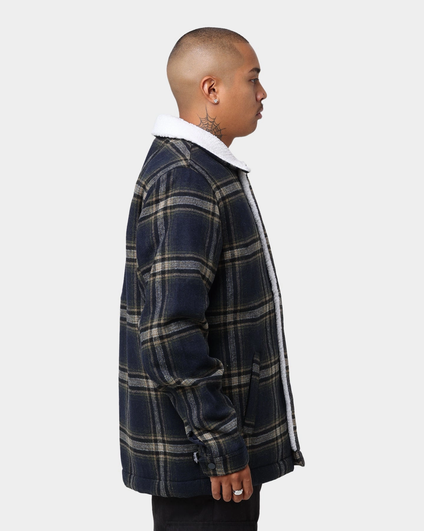 Kindness Stussy Plaid Sherpa Jacket Navy Check