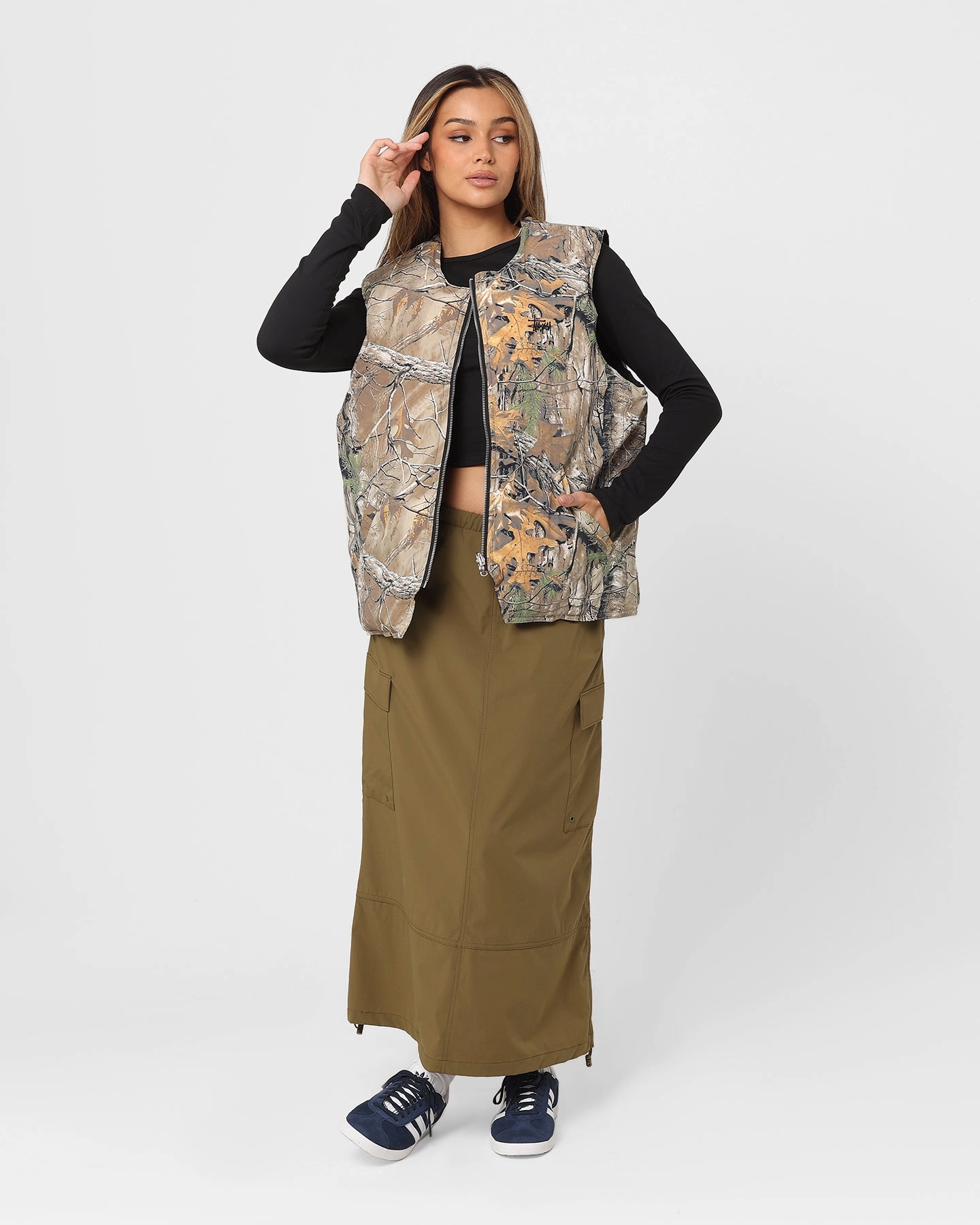 adults' Stussy Real Tree Camo Reversible Vest Real Tree Camo