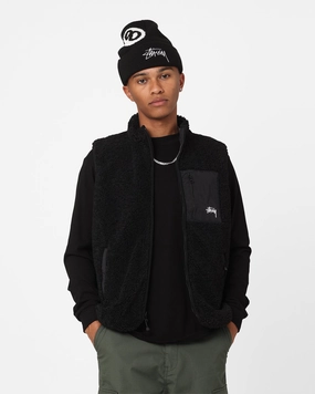 Trendy Outerwear Utility Focus Stussy Reversible Stock Sherpa Jacket Black