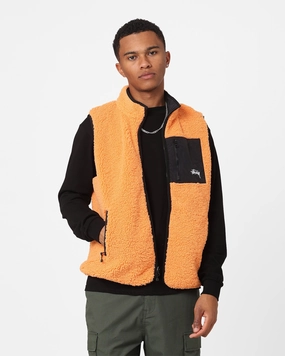 Modern Utility Ergonomic Seams Stussy Reversible Stock Sherpa Jacket Orange