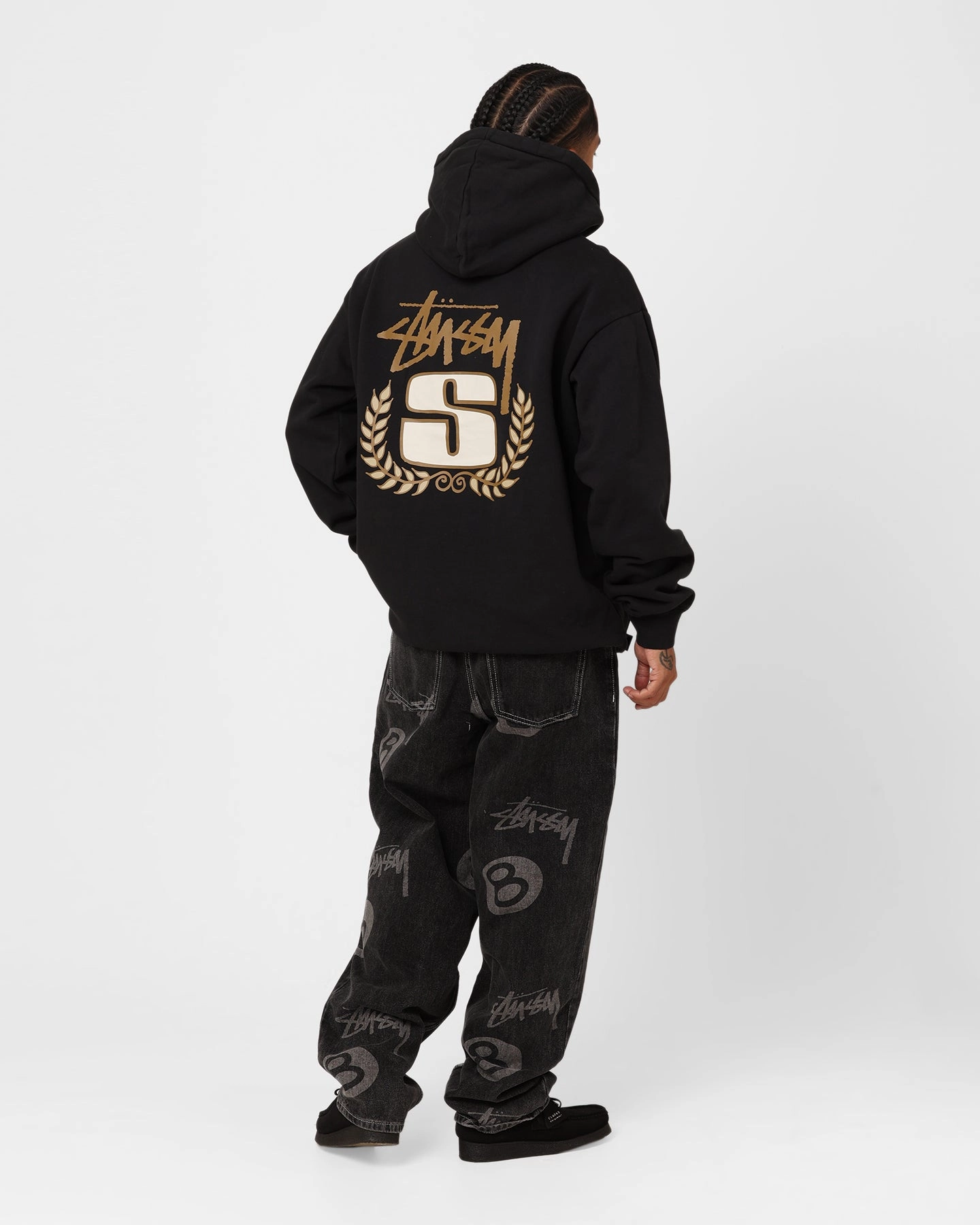 Indication Stussy S Wreath Hoodie Black