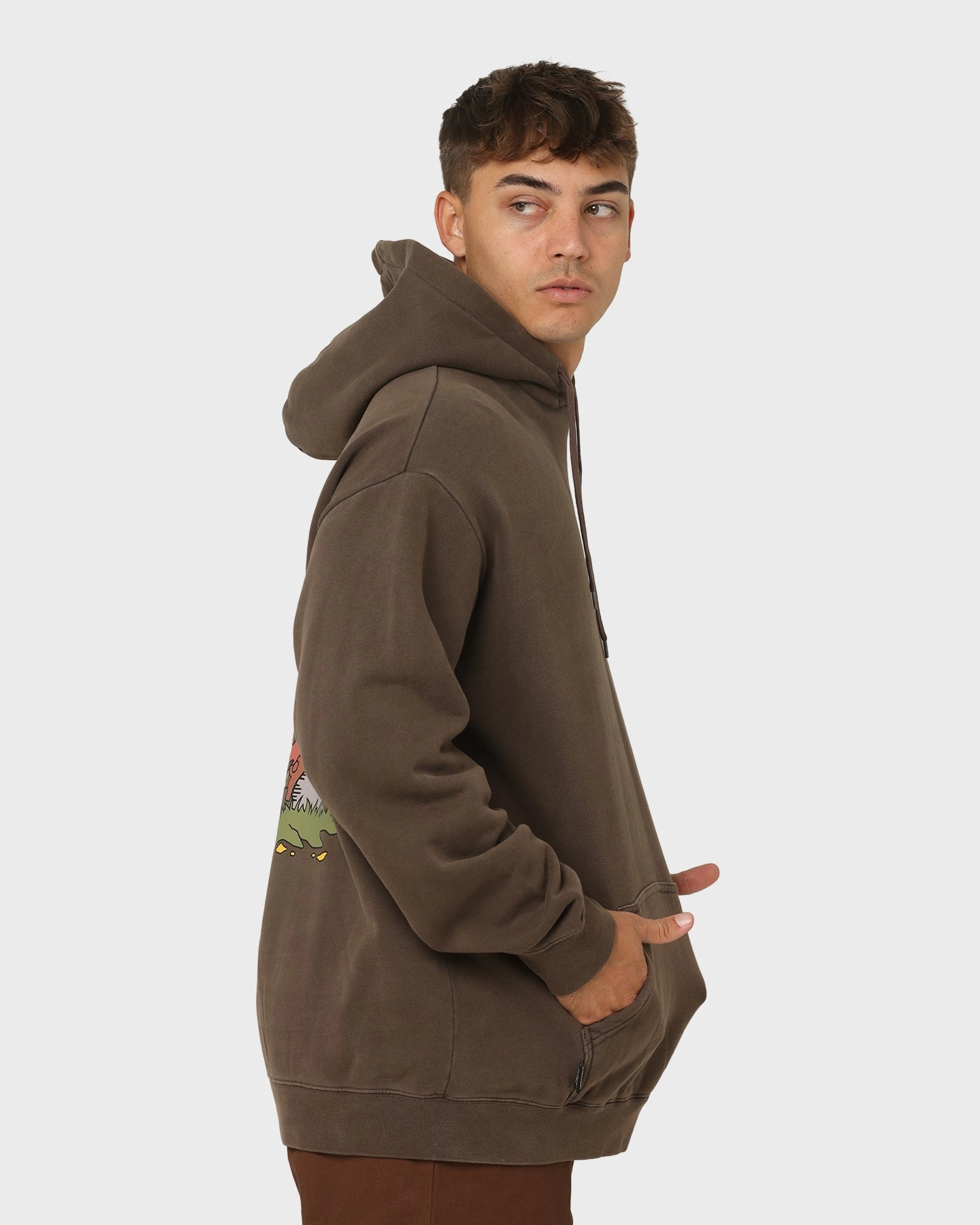 Polyester Stussy Something's Cooking Hoodie Brown Pigment
