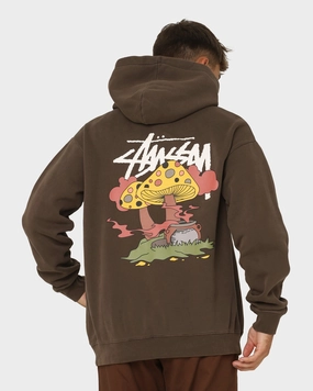Stussy Something's Cooking Hoodie Brown Pigment Heavy Duty Zipper Active Protection