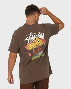 Reinforced Hems SlimFitDesign Stussy Something's Cooking T-Shirt Brown Pigment
