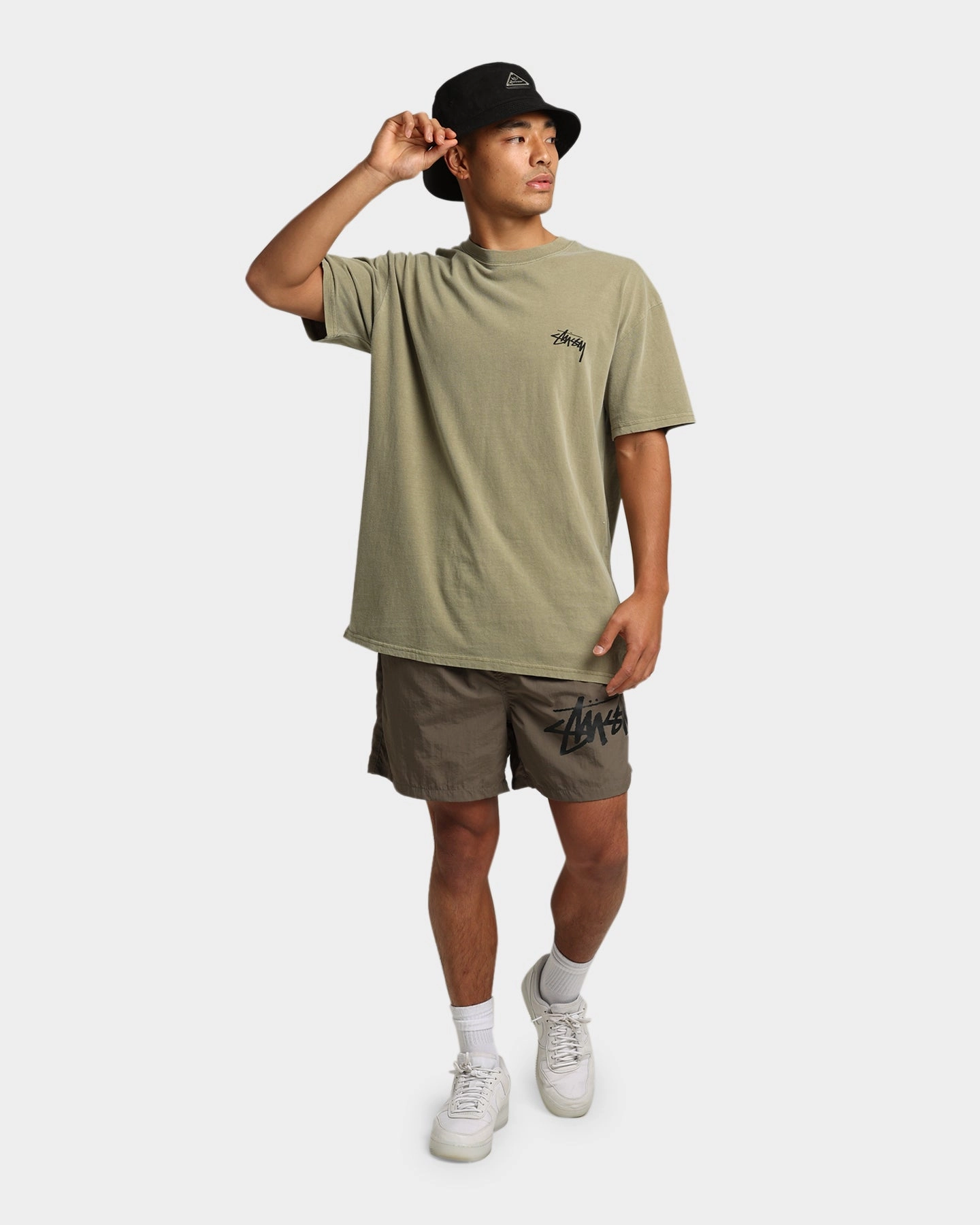 yoga clothing Stussy Spring Weeds T-Shirt Pigment Light Khaki