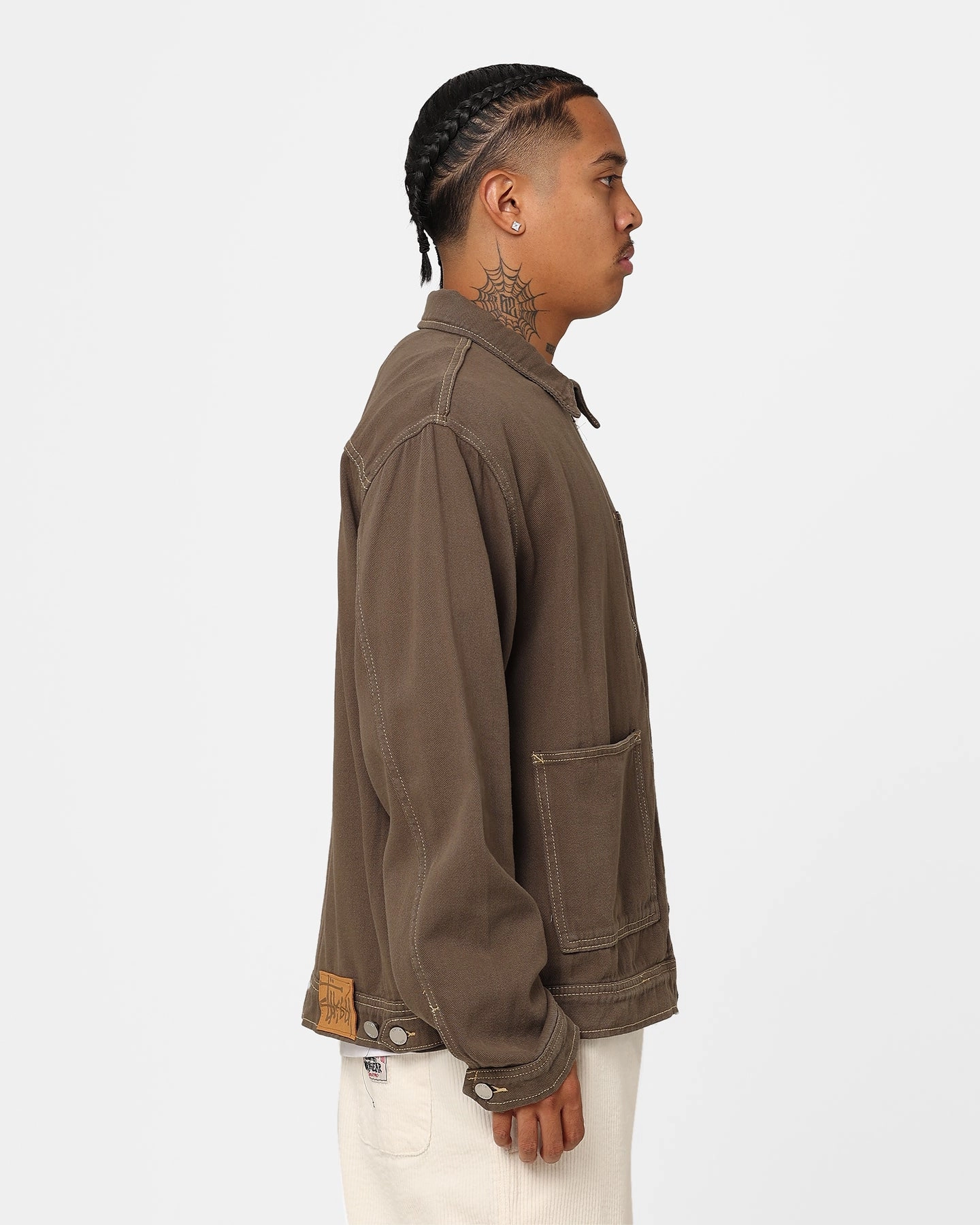 Emblem Recycled Polyester Stussy Twill Work Jacket Olive