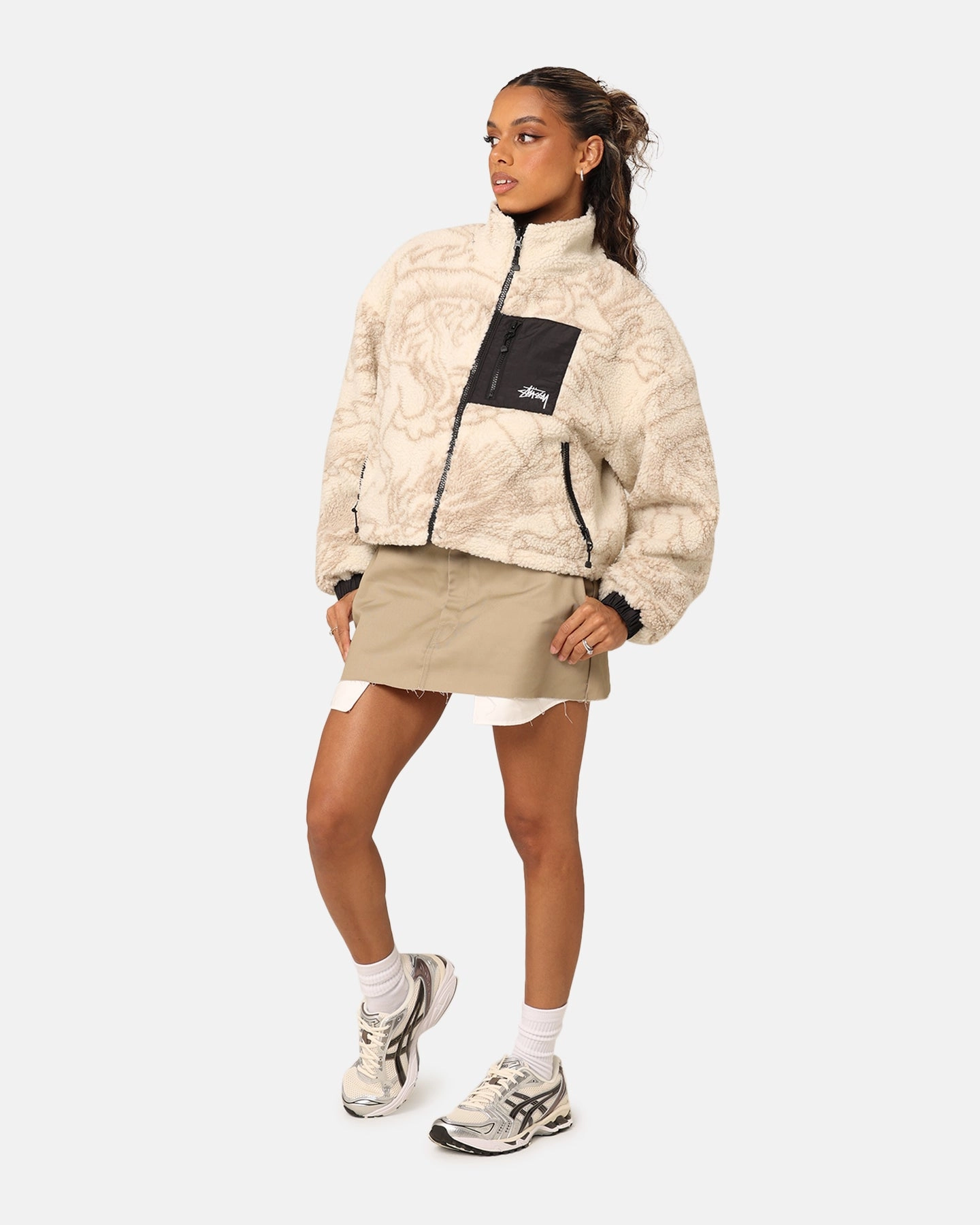 label Stussy Women's Dragon Reversible Work Jacket Taupe