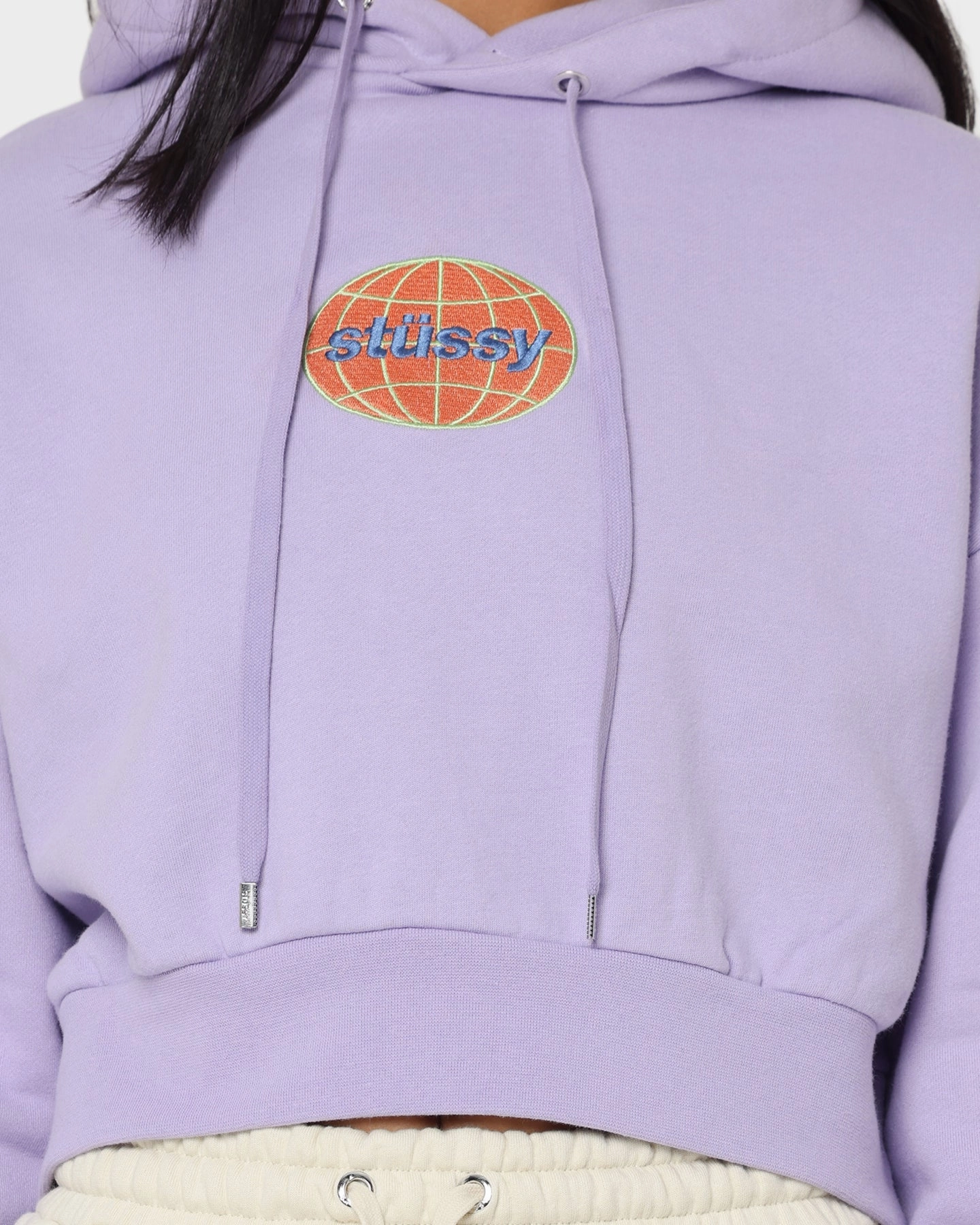 Stussy Women's Globe Hoodie Lavender Fade Resistant Dye