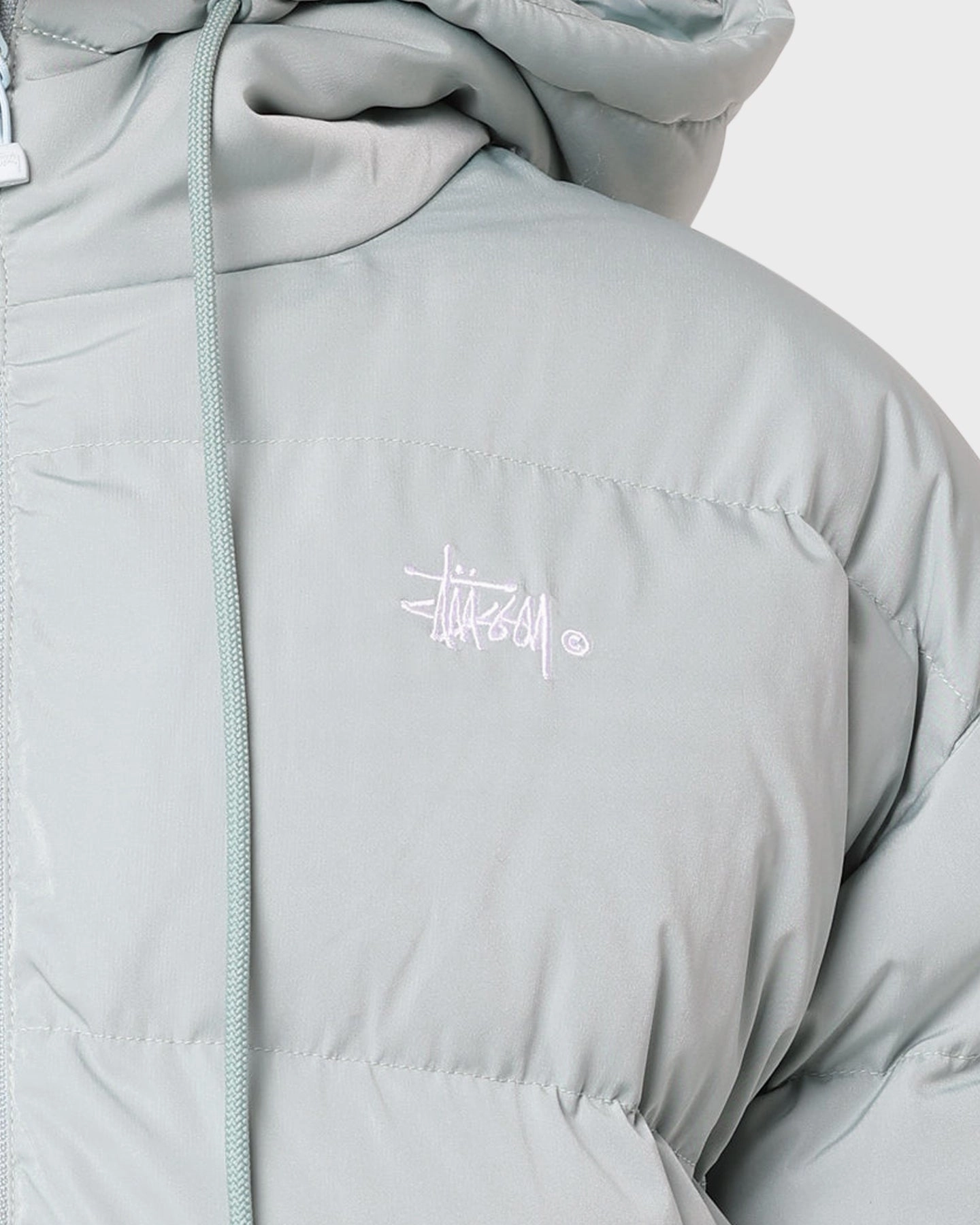 Stussy Women's Graffiti Hood Puffer Jacket Basil Odor Control Fabric