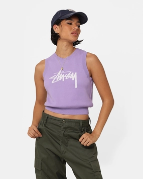 Bonded Shoulder Guards Adjustable Hem System Stussy Women's Stussy Knit Vest Washed Violet