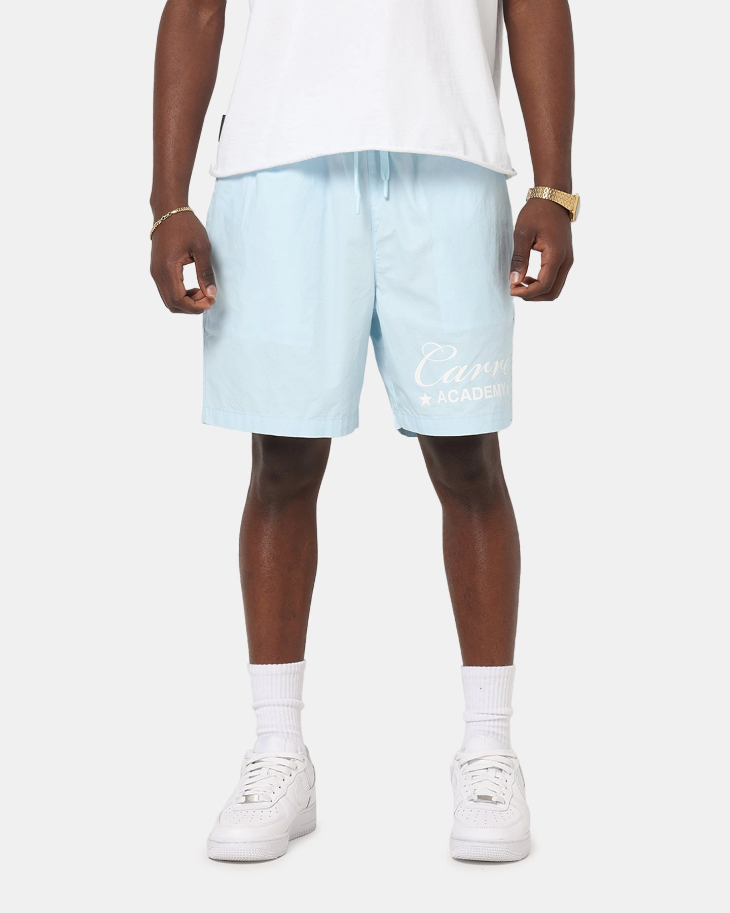 Carre Star Academy Beach Shorts Baby Blue Stretchy Hemline