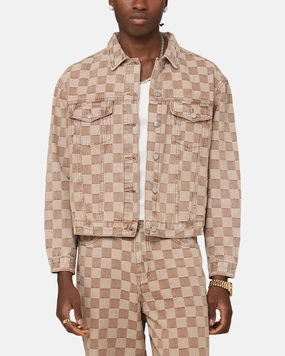Envision XXIII Checker Board Trucker Jacket Tan