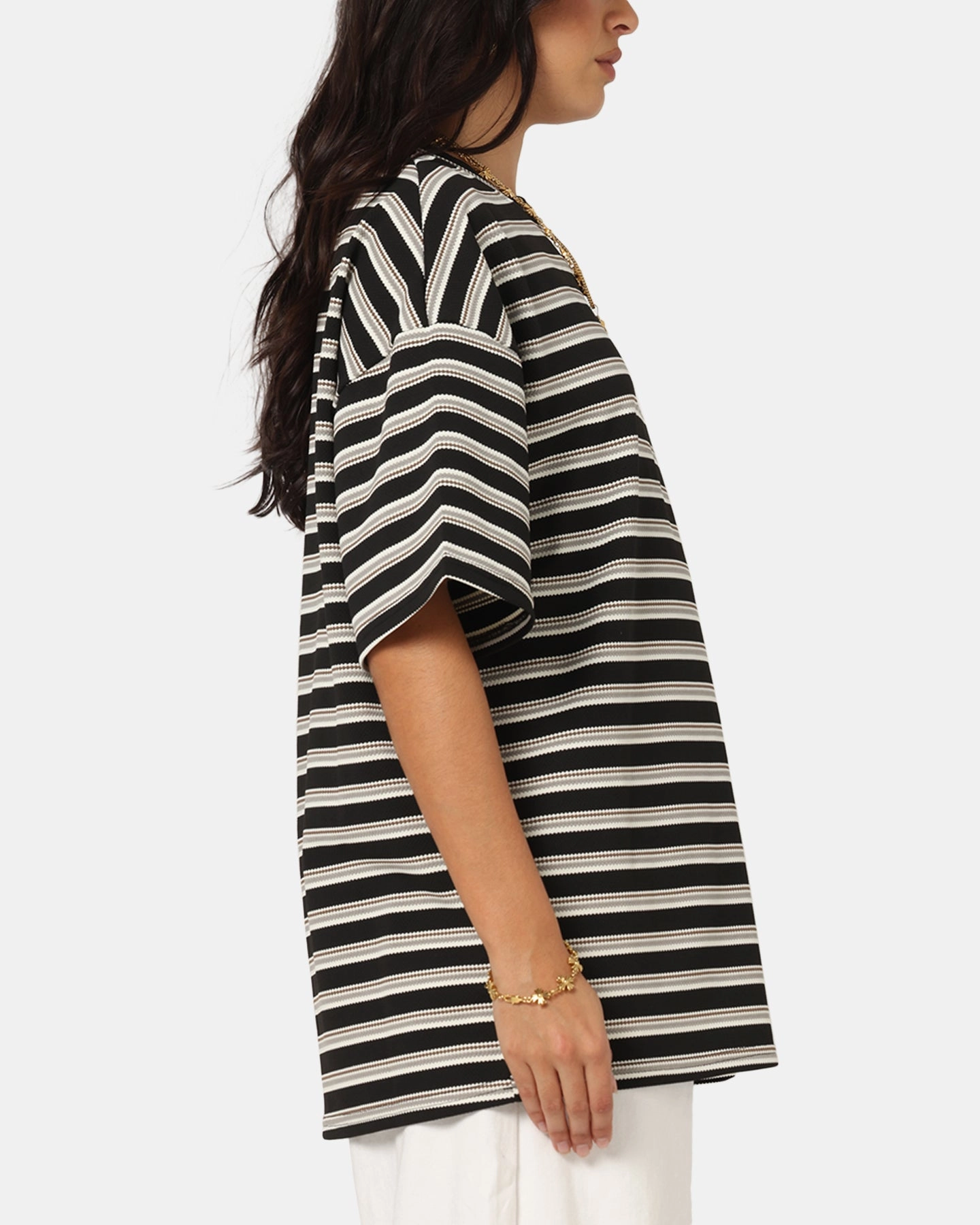 XXIII Standard Stripe T-Shirt Black/Grey Chic Comfort Ergonomic Cut