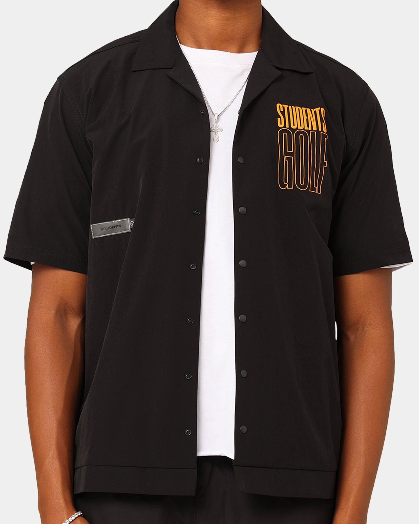 Students Golf Gearing Shirt Black Snug fit Denim Blend
