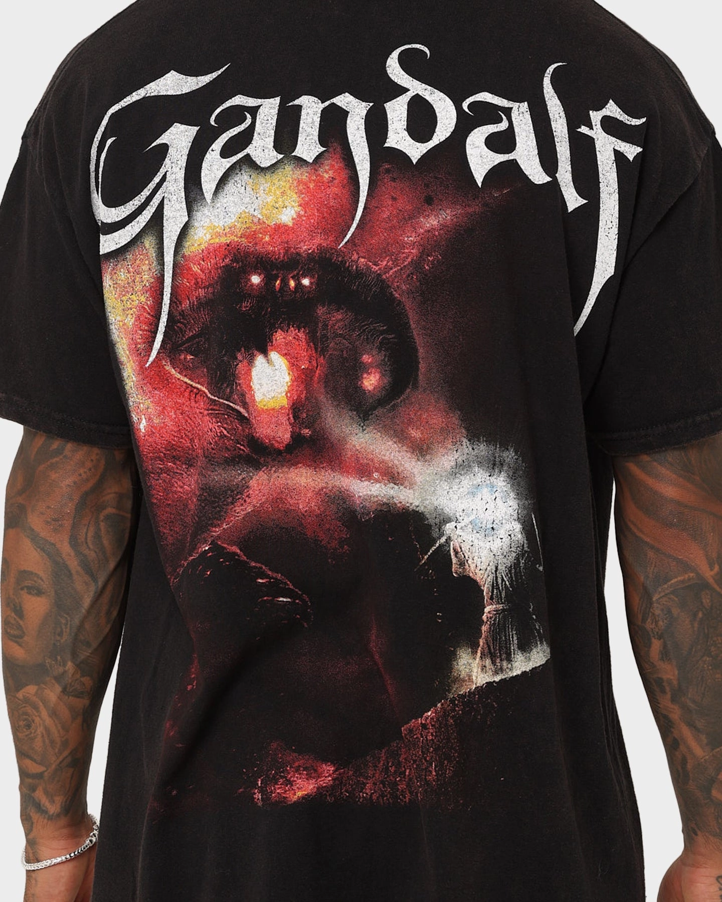 American Thrift X The Lord Of The Rings Gandalf Vintage T-Shirt Black Wash Relaxed Style Limited Edition